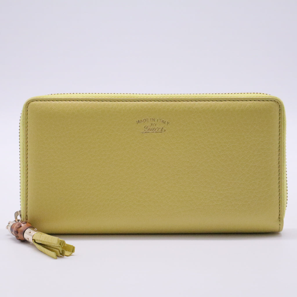 Soho Leather Zip-Around Wallet with Bamboo Tassel