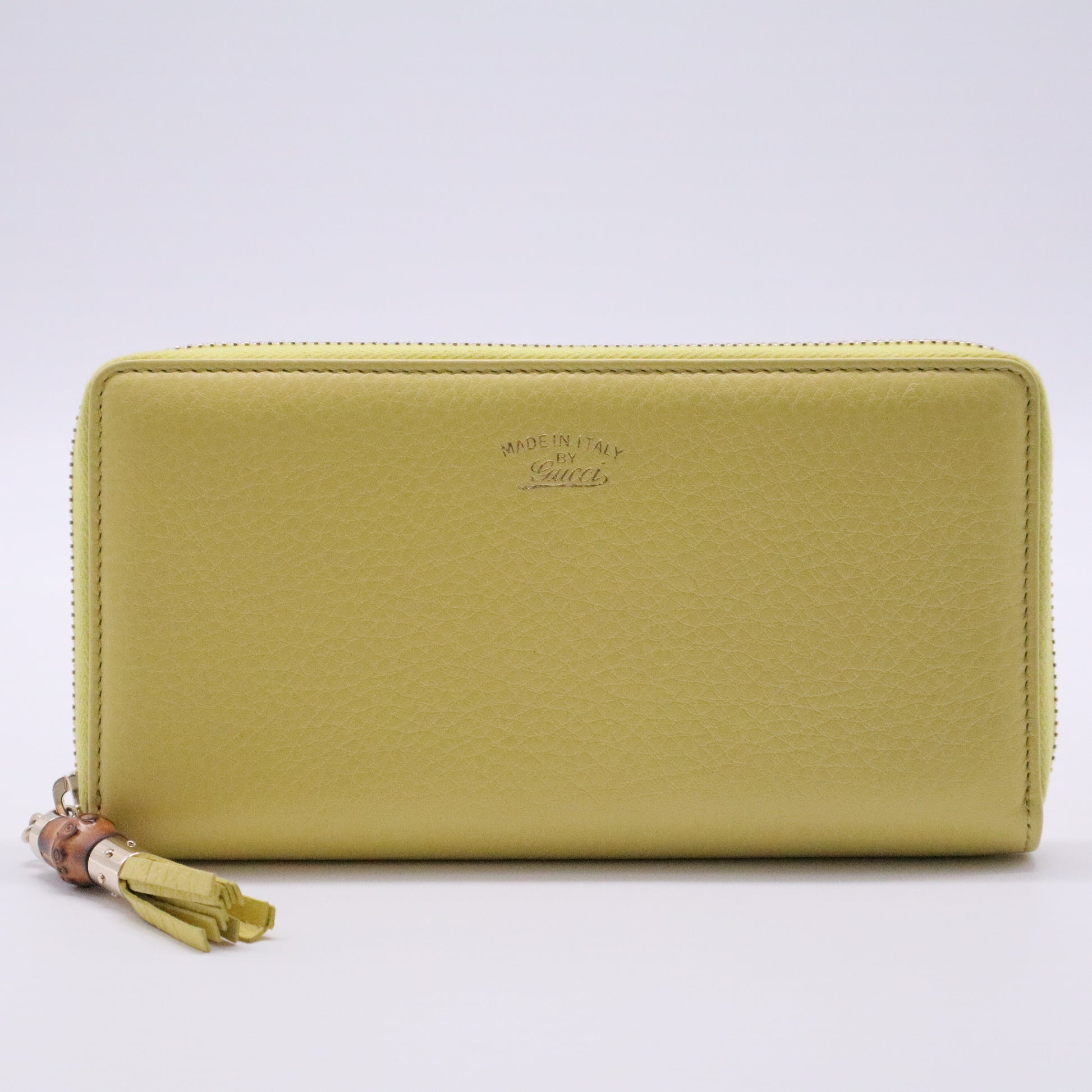 Soho Leather Zip-Around Wallet with Bamboo Tassel