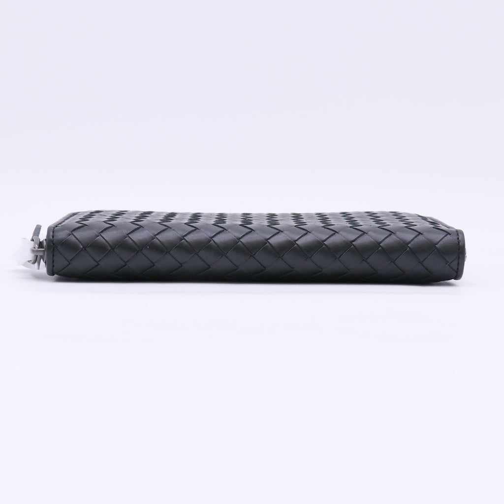 Bottega Veneta Intrecciato Zip-Around Long Wallet in Black W23071