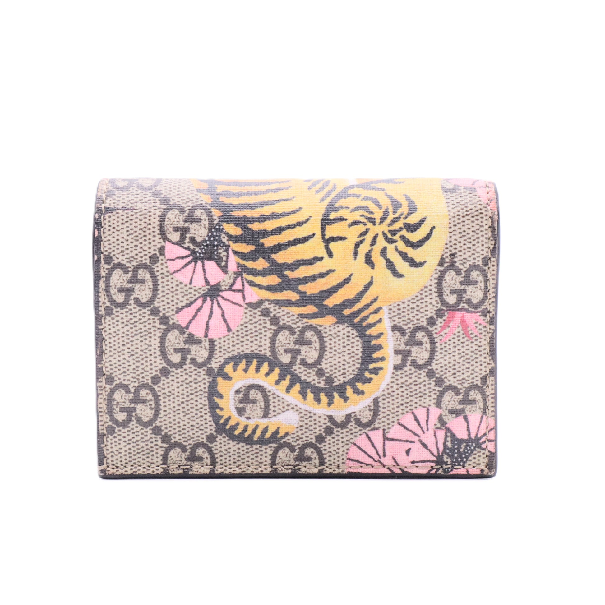 Beige GG Supreme Canvas Tiger Card Case