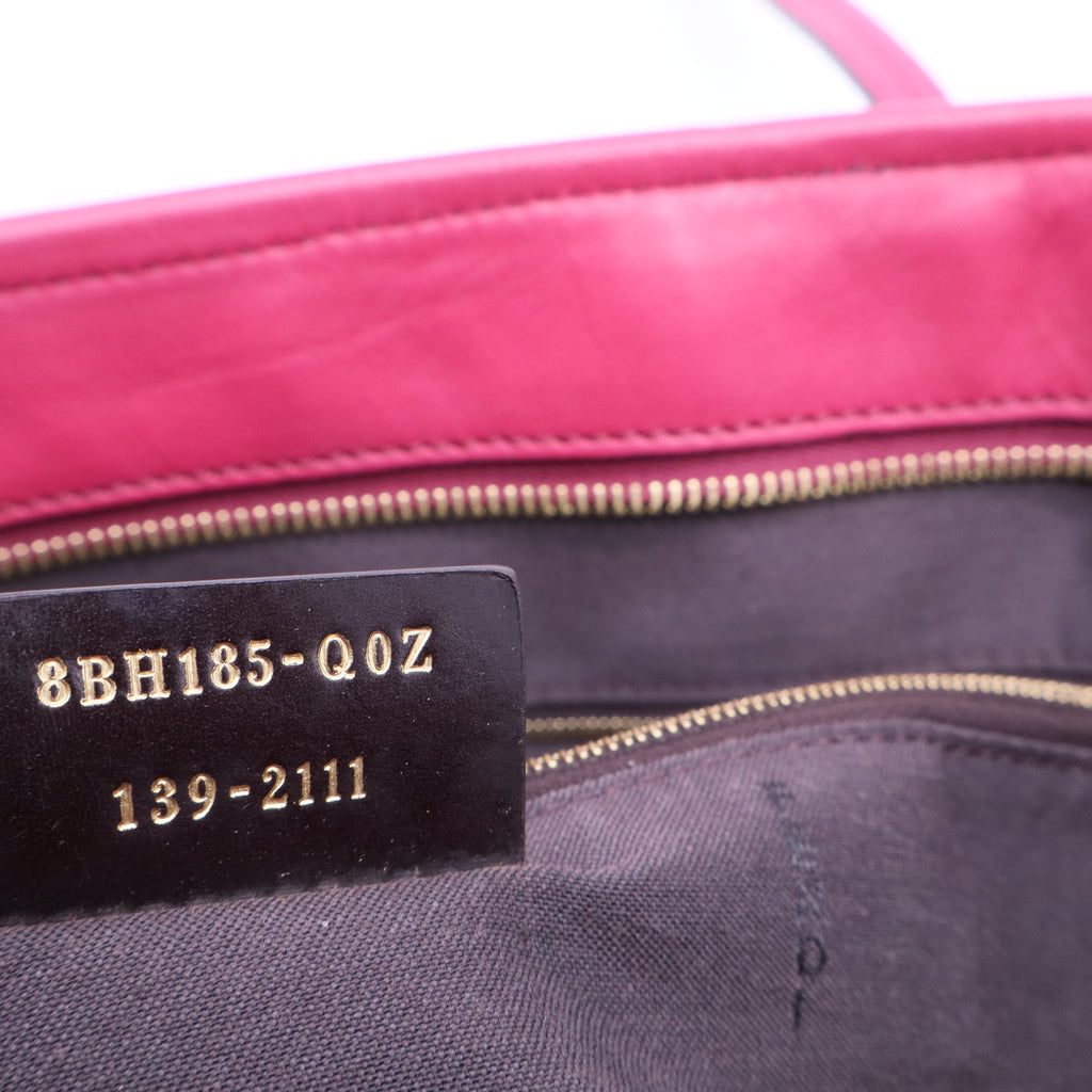Pequin Tote Bag Pink Black Canvas Leather