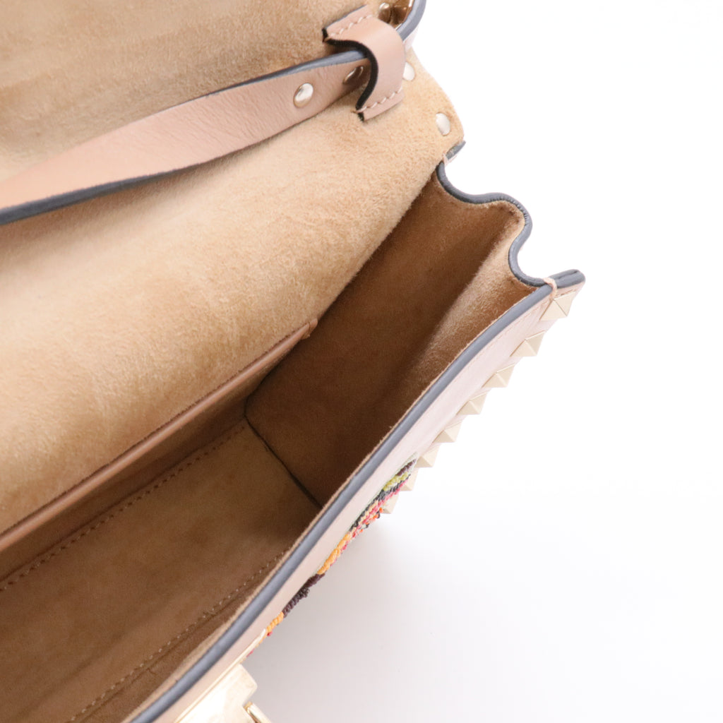 Beaded Butterfly Leather Shoulder Bag