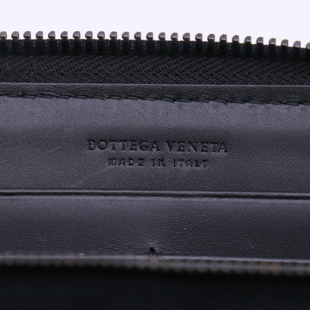 Bottega Veneta Intrecciato Zip-Around Long Wallet in Black W23071