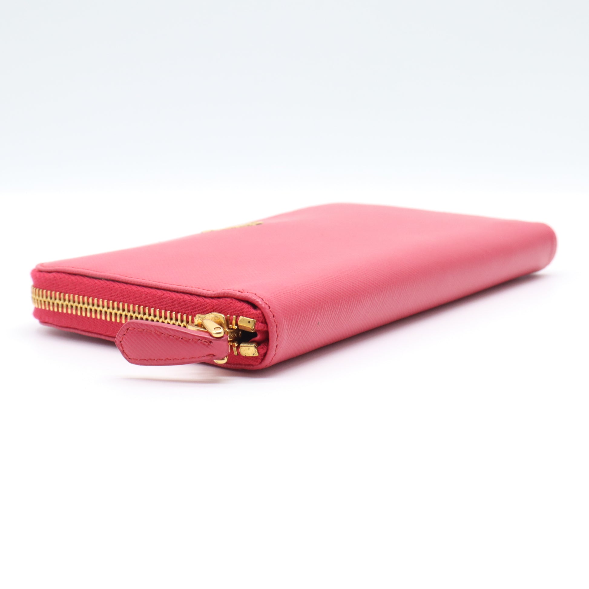 Prada Saffiano Metal Oro Zip Around Wallet W21581