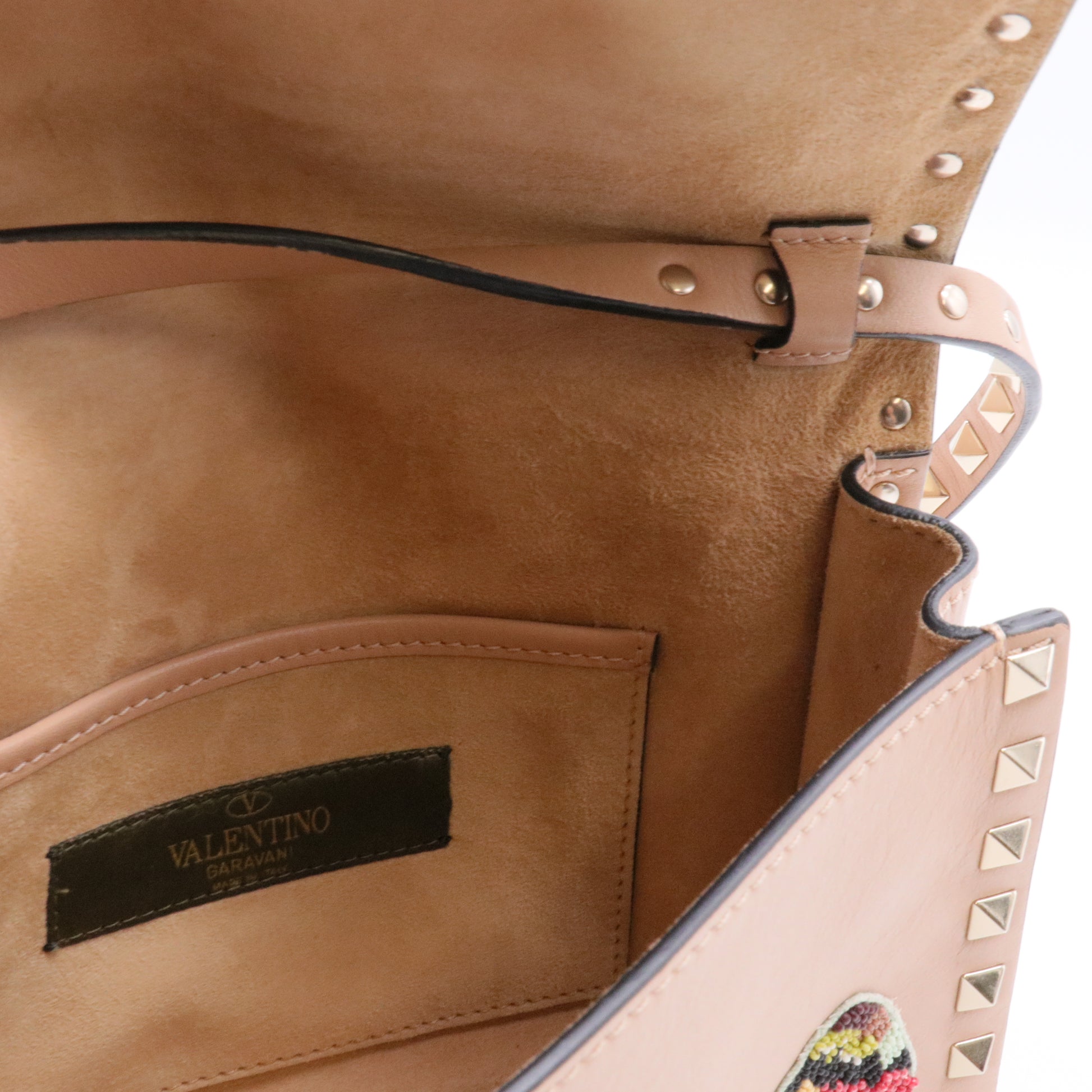 Beaded Butterfly Leather Shoulder Bag