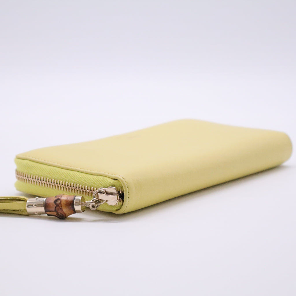 Soho Leather Zip-Around Wallet with Bamboo Tassel