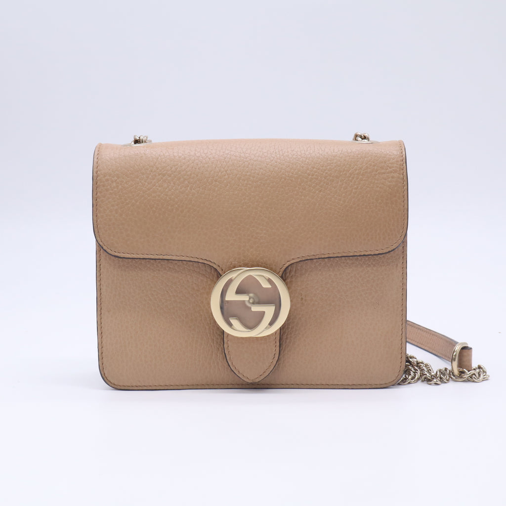 Gucci Dollar Calfskin Small Interlocking G Flap Shoulder Bag B23590