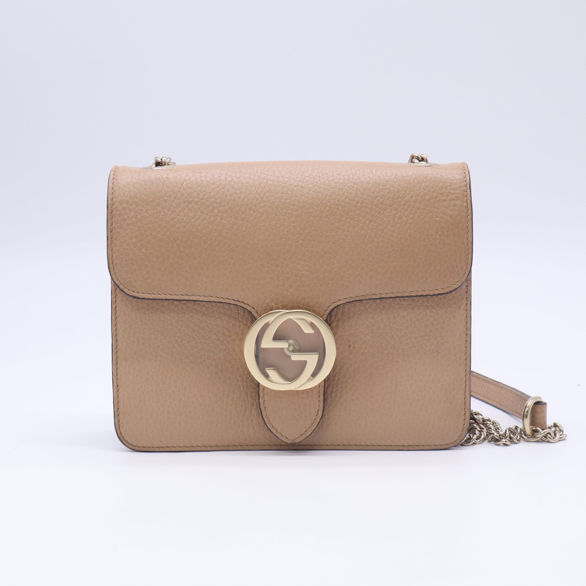 Gucci Dollar Calfskin Small Interlocking G Flap Shoulder Bag B23590