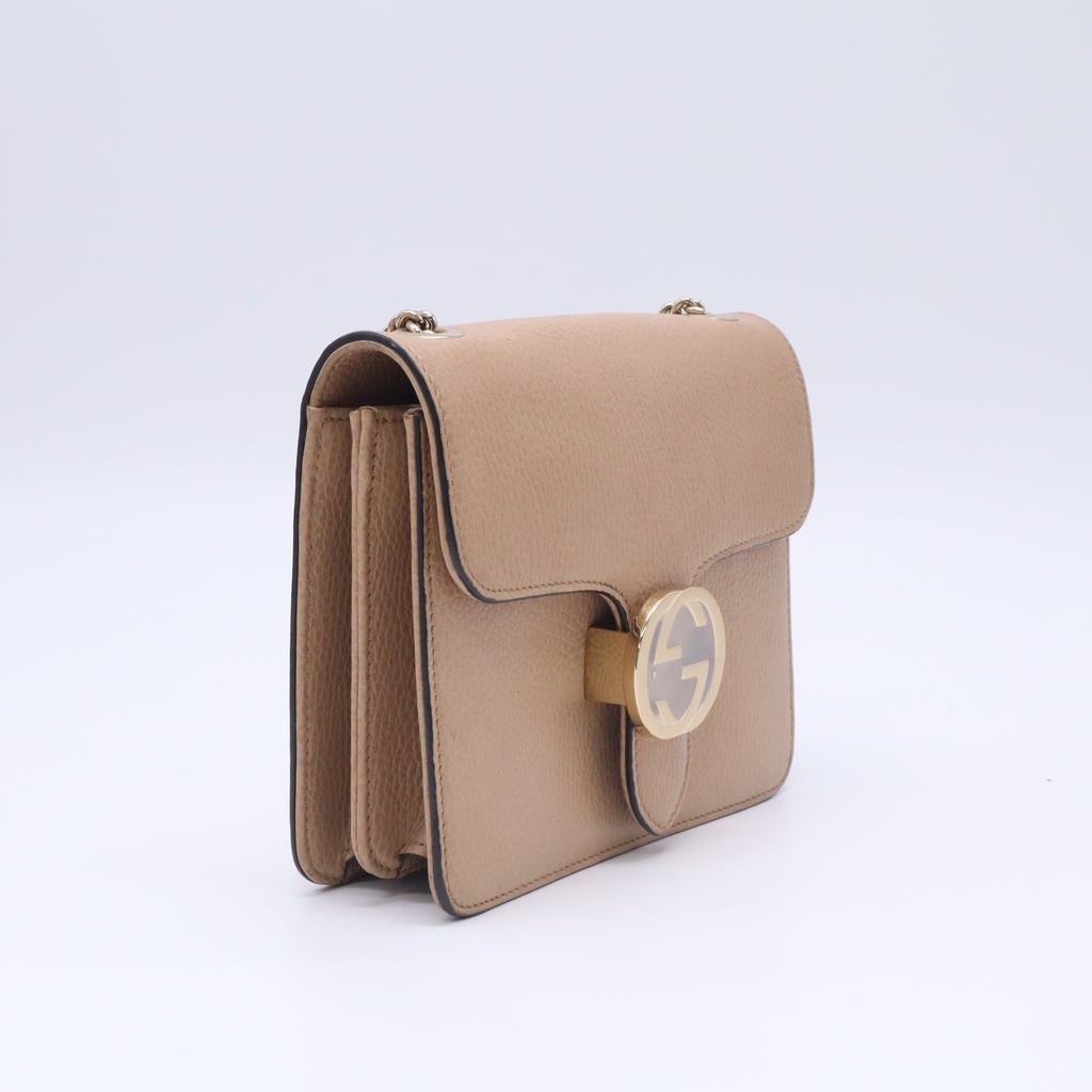 Gucci Dollar Calfskin Small Interlocking G Flap Shoulder Bag B23590
