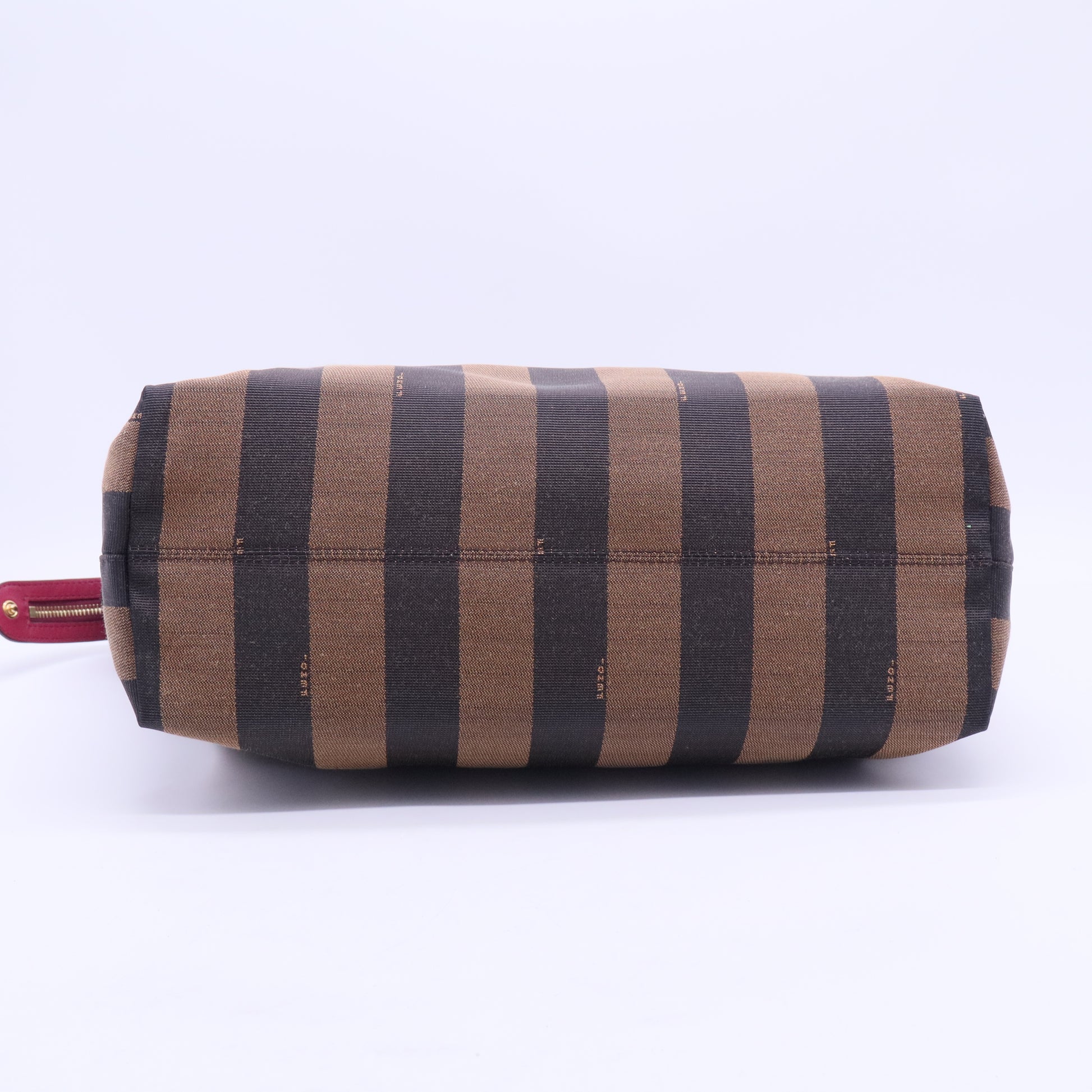 Pequin Tote Bag Pink Black Canvas Leather
