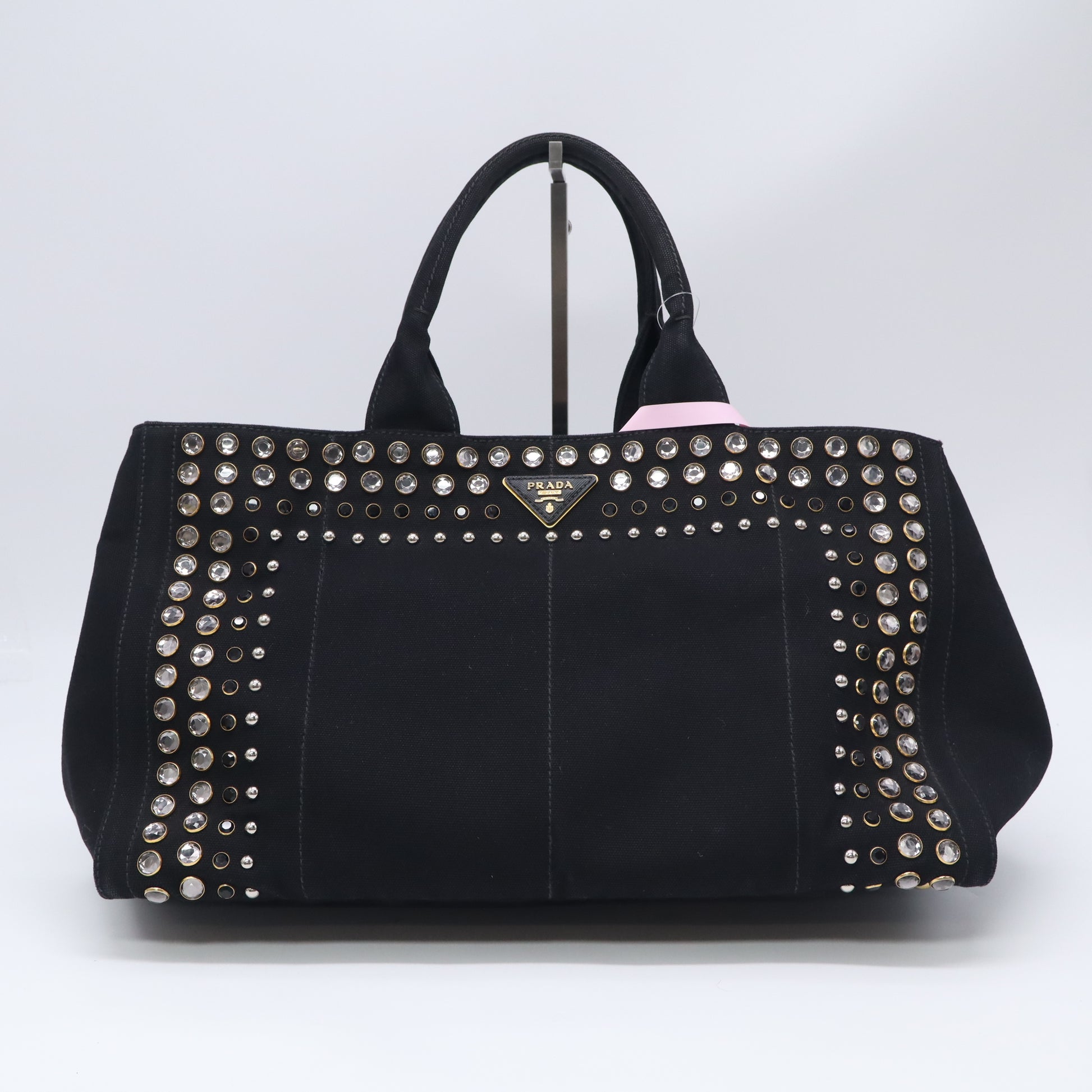 Prada Canapa Studded Canvas Tote Bag twins LDJ5764