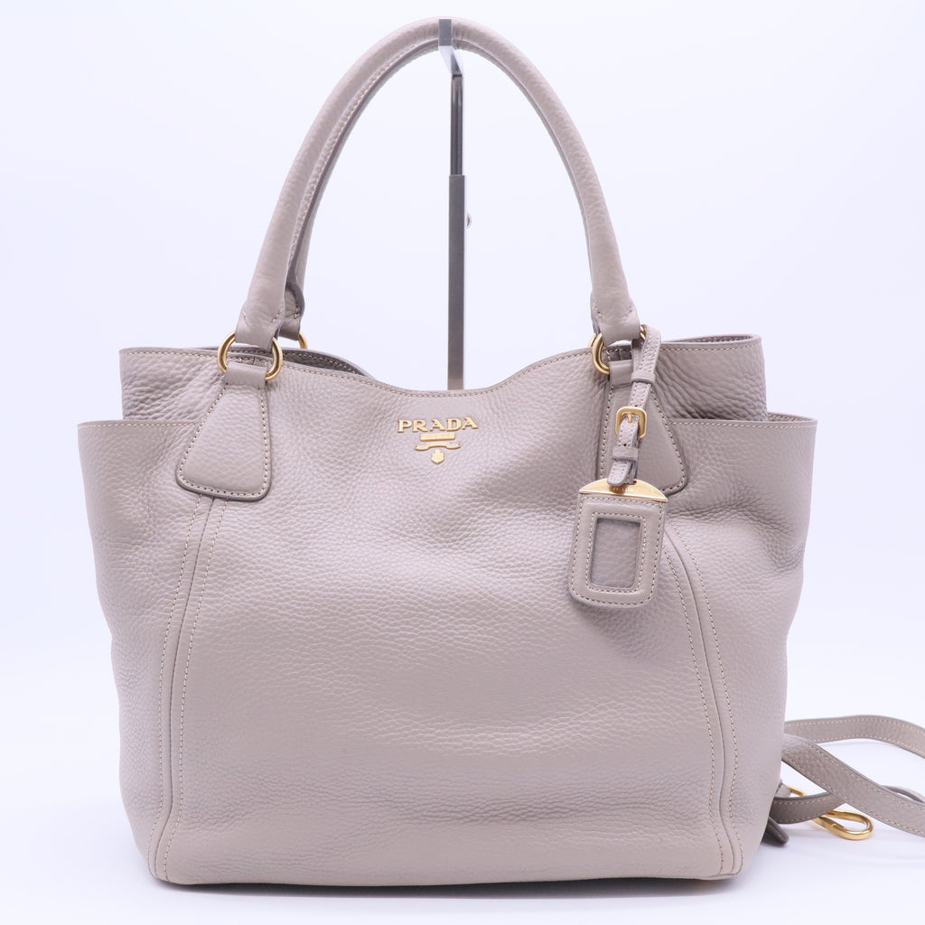 Grey Leather 2Way Tote Bag B20235
