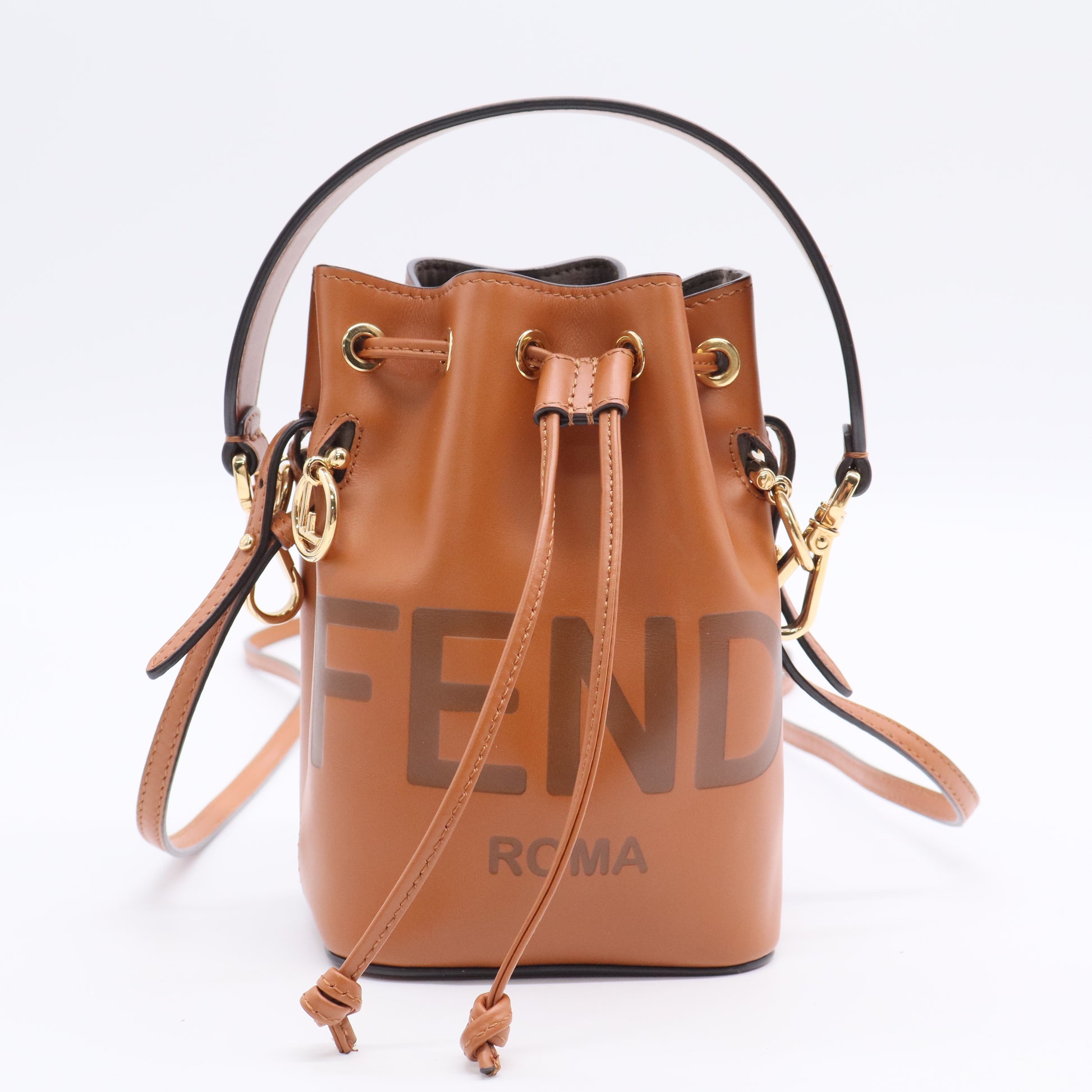 Fendi Vitello Fluffy Grace F is Fendi Logo Embossed Mini Mon Tresor Bucket Bag Rosa Quarzo Black Twins B20335