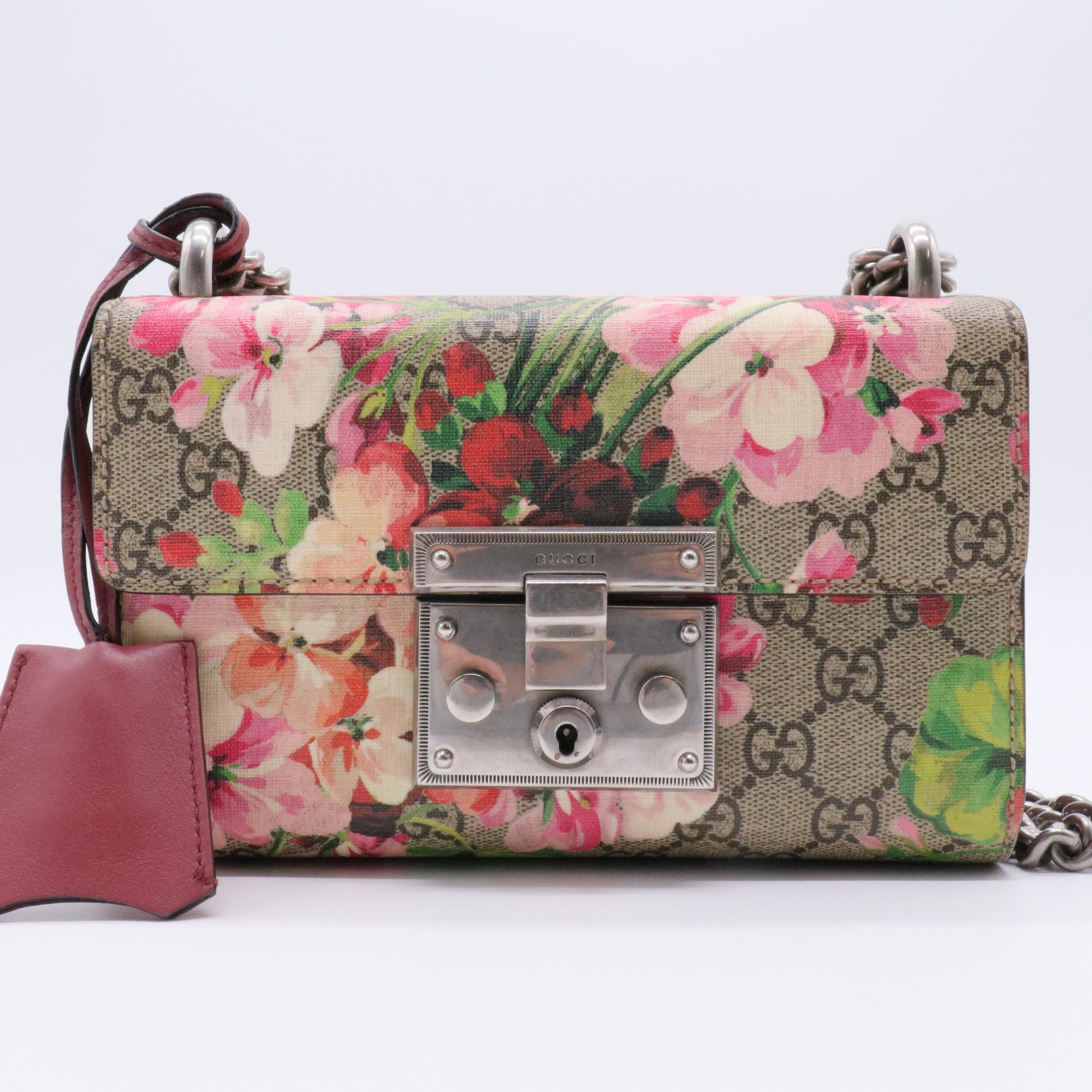 Padlock Shoulder Bag Blooms Print GG Coated Canvas Small