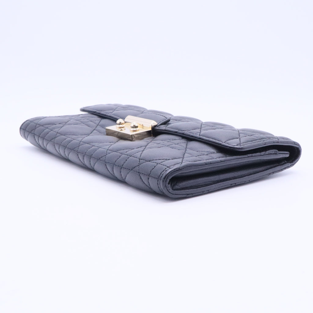 Dior Black Cannage Quilted Leather Rendez-Vouz Chain Wallet