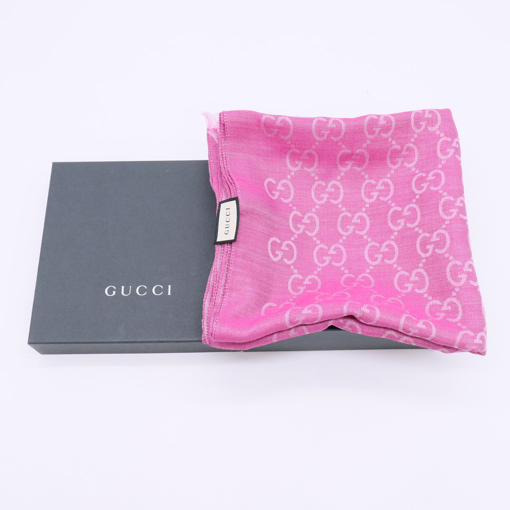 Gucci GG Monogram Fringe Scarf in Roseate Pink W23065