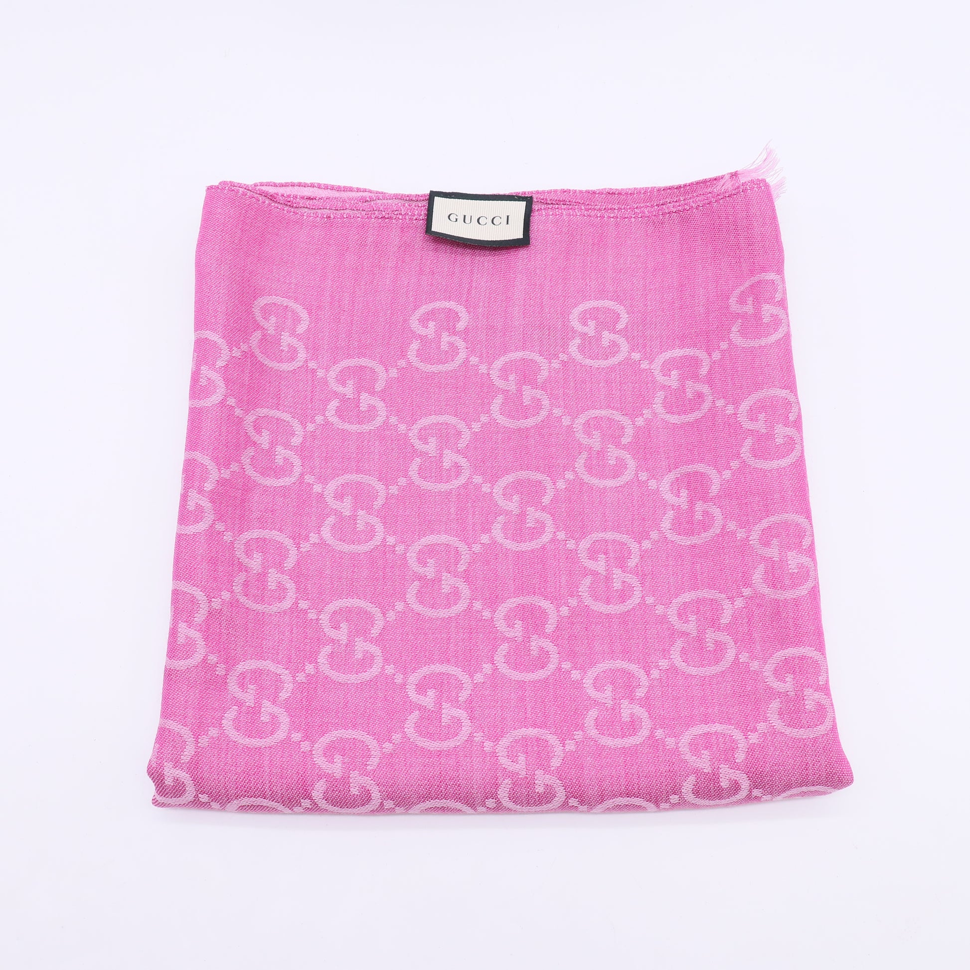Gucci GG Monogram Fringe Scarf in Roseate Pink W23065