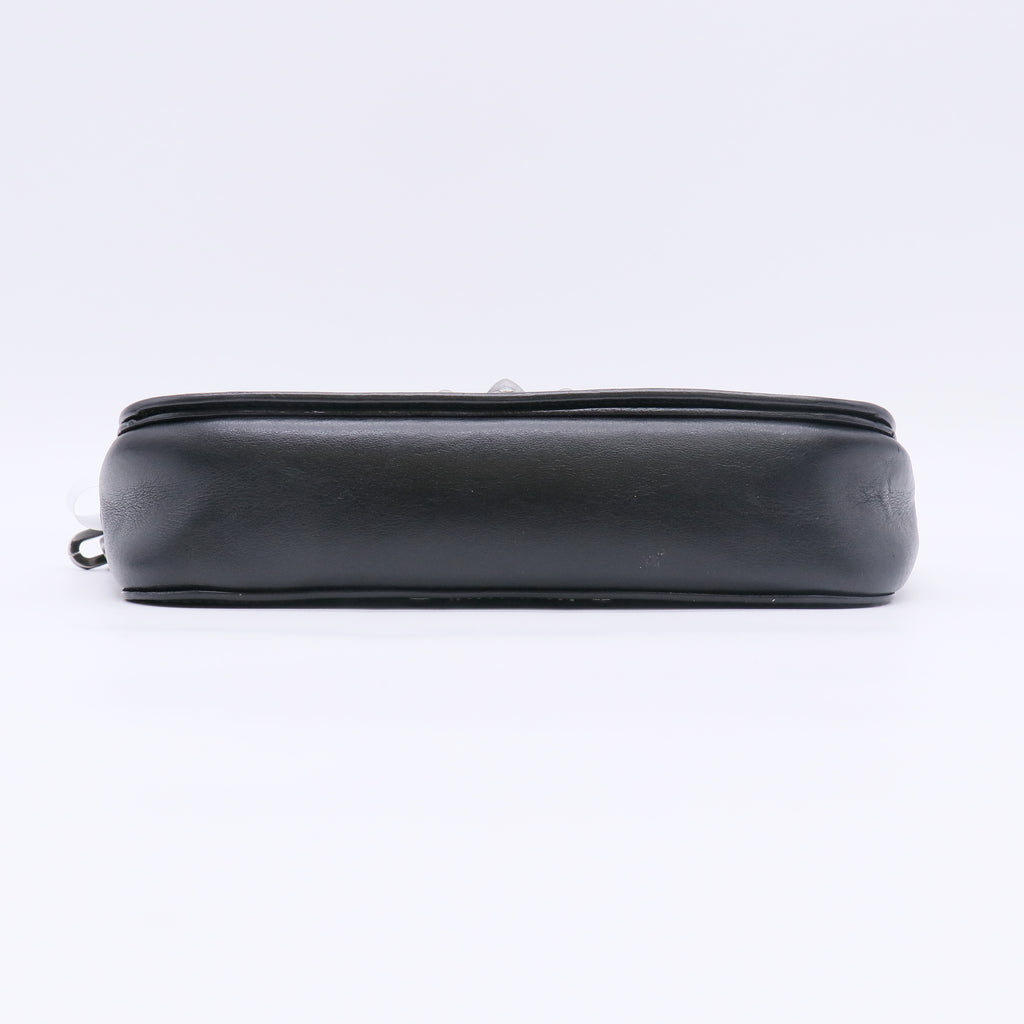 Miu Miu Black Smooth Leather Vertical Studded Double Turn-Lock Shoulder Bag B23320