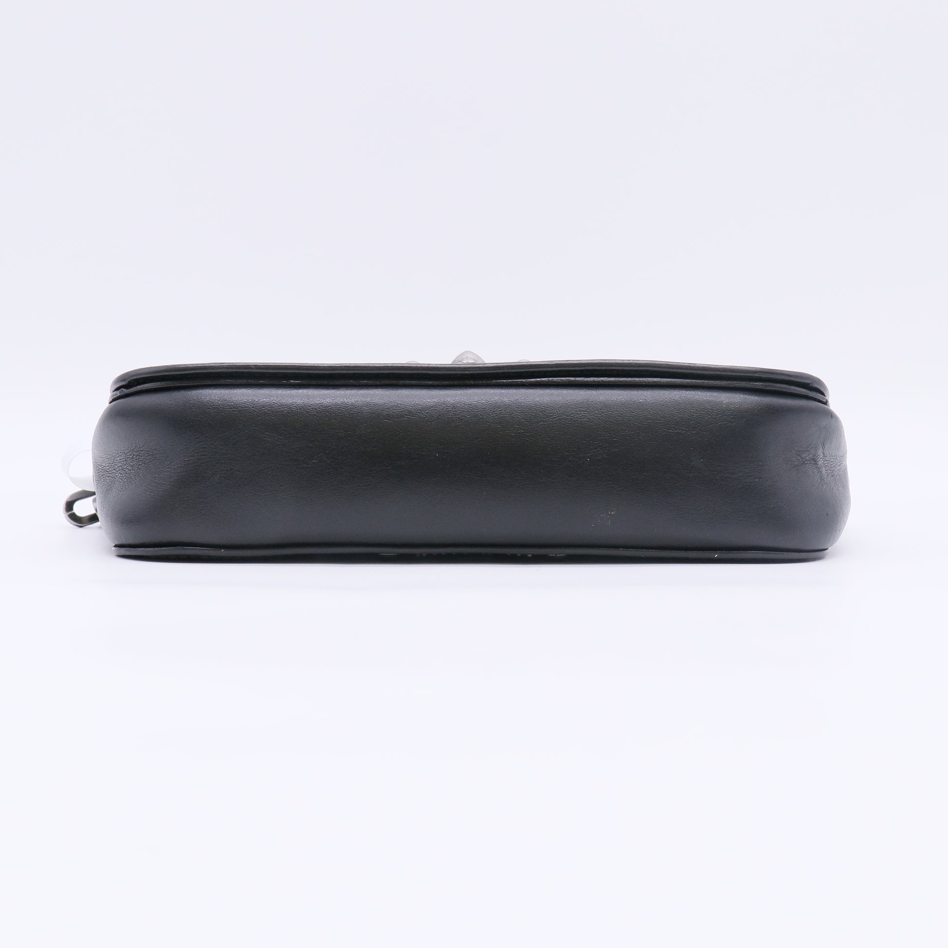 Miu Miu Black Smooth Leather Vertical Studded Double Turn-Lock Shoulder Bag B23320