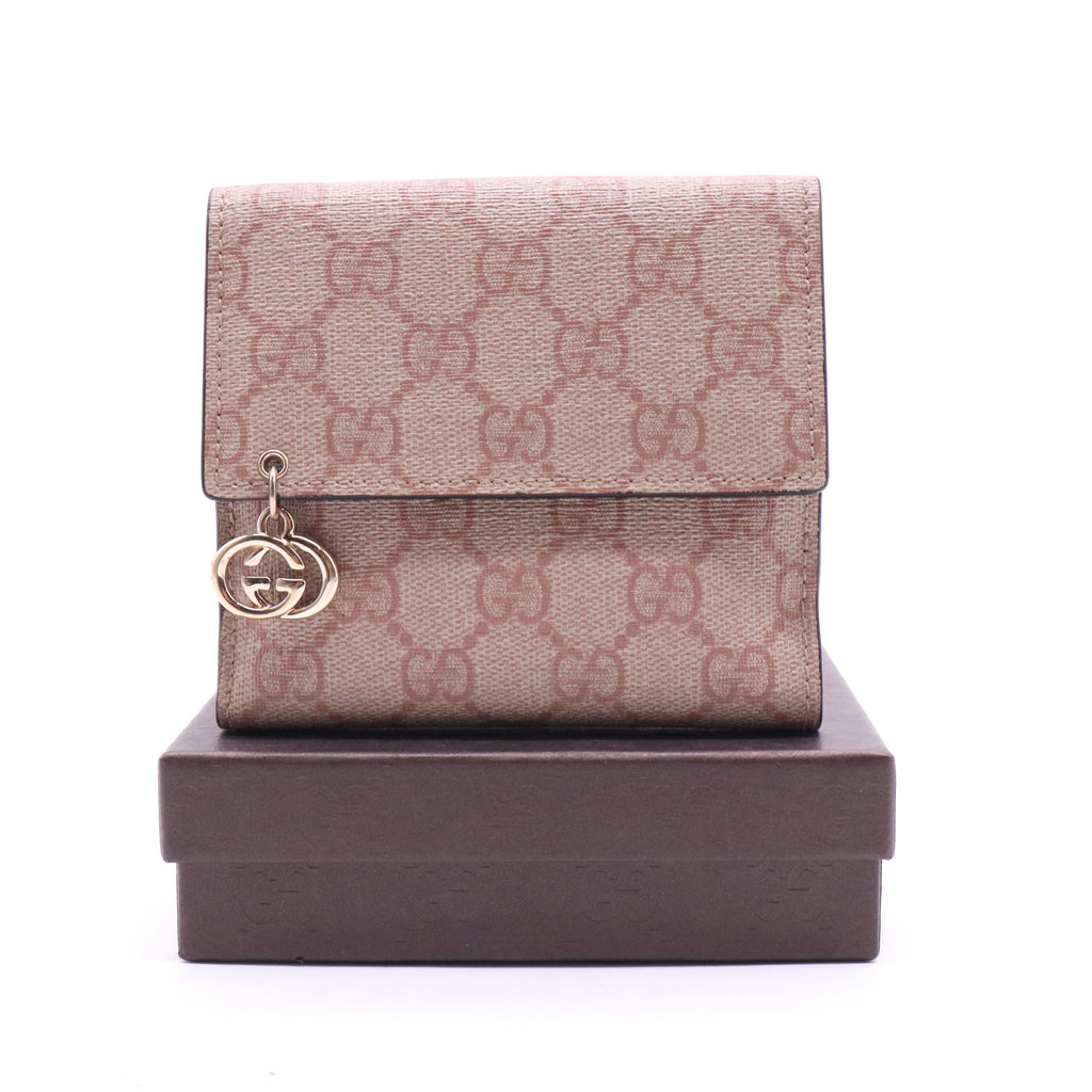 GG Supreme Monogram GG Pierce French Flap Wallet
