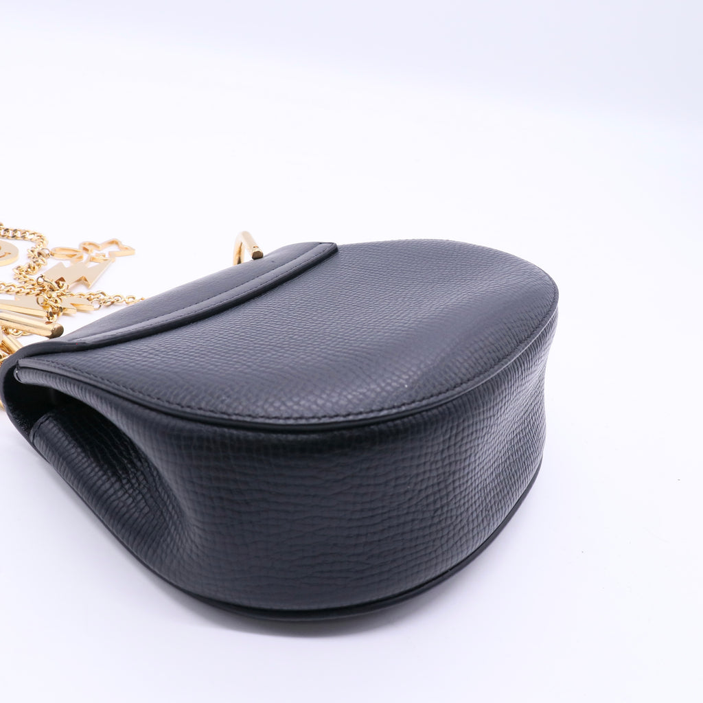 Black Pebbled Leather Small Drew Bag TWINS B20974
