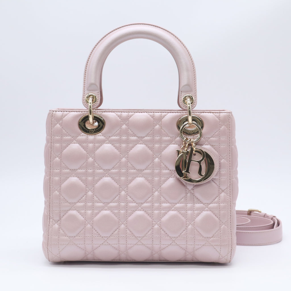 Lambskin Cannage Medium Lady Dior Light Pink B24016