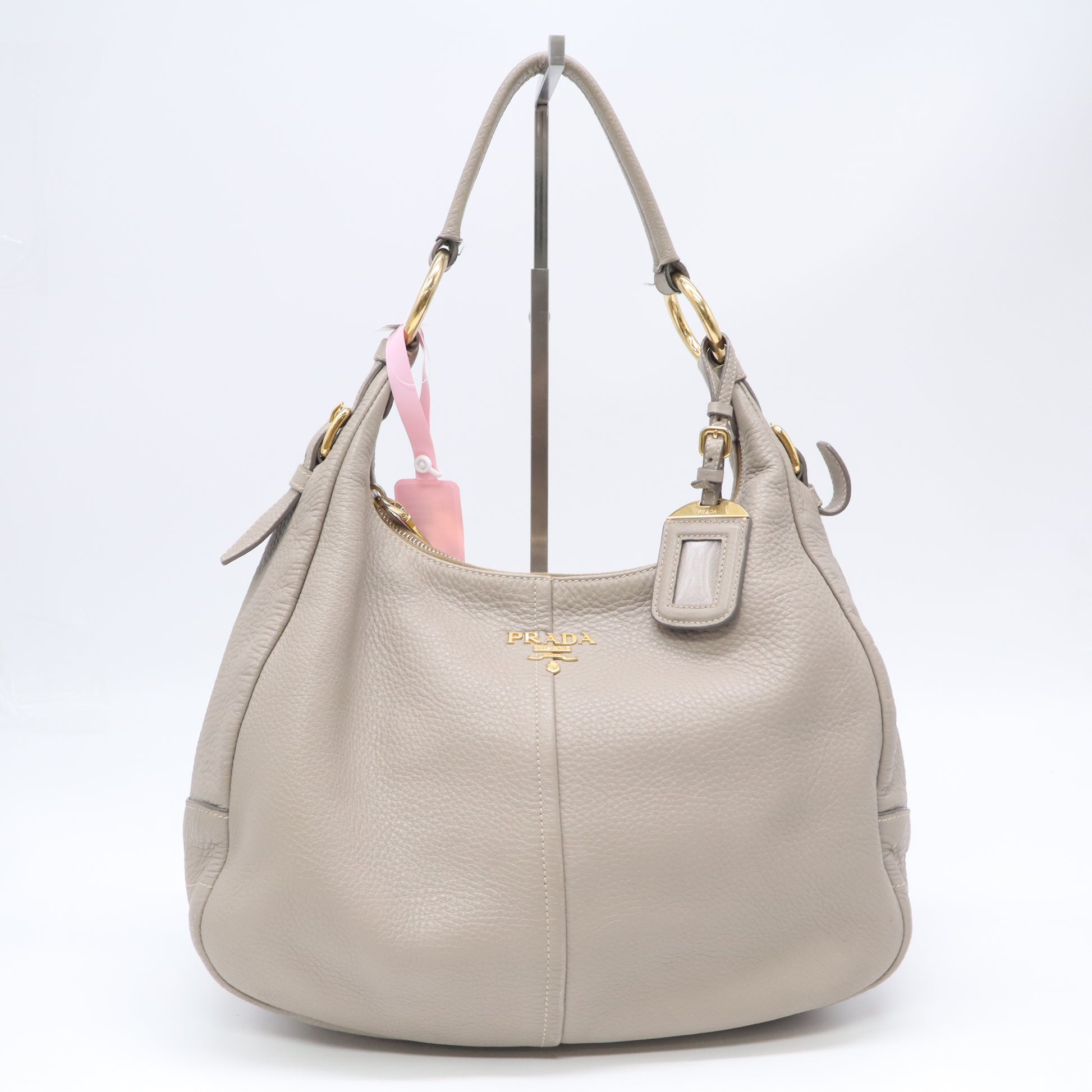 Prada Vitello Daino Leather Zip Top Hobo Bag twins LDJ5778
