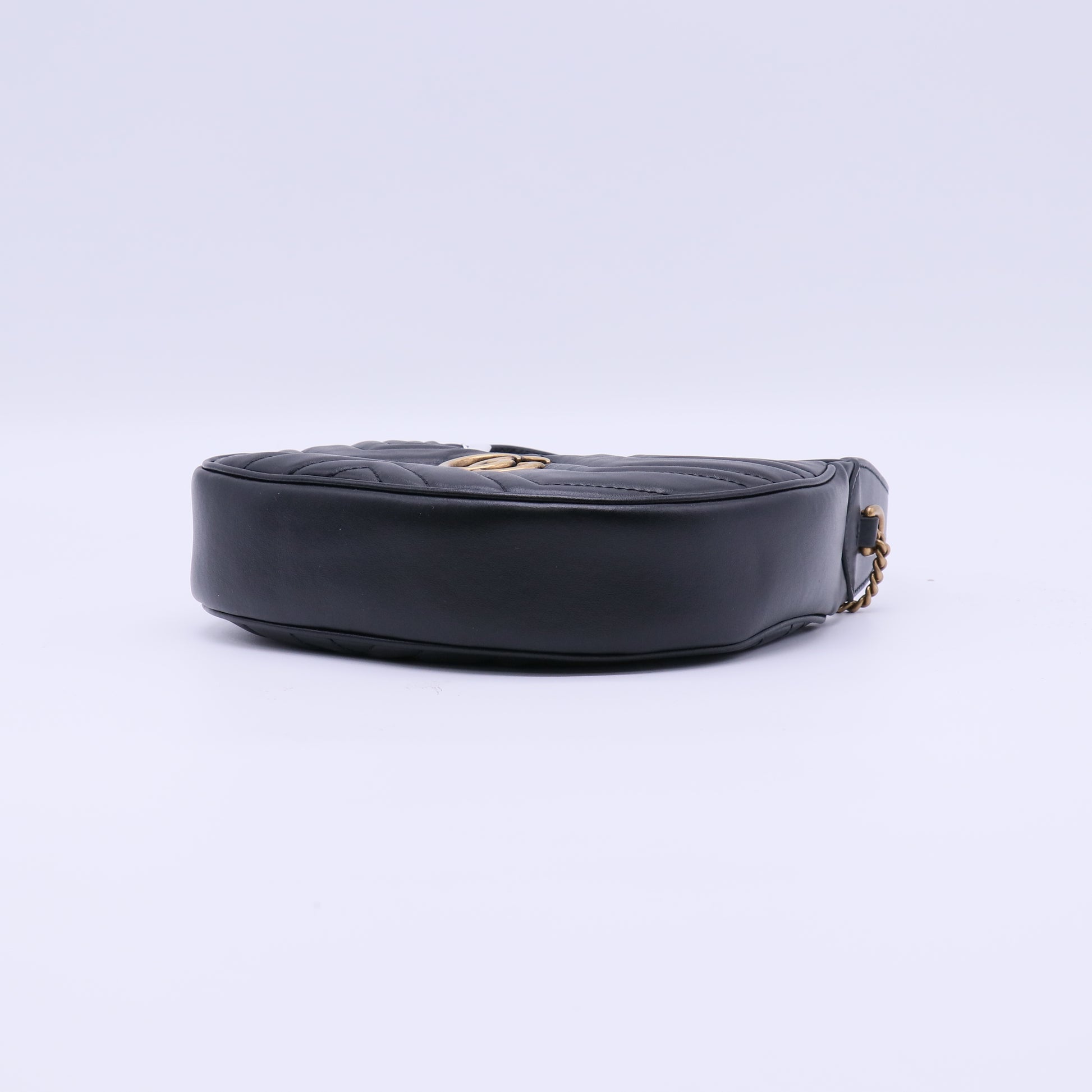 Calfskin Matelasse Chevron Mini GG Marmont Half Moon Hobo Black twins LDJ4192