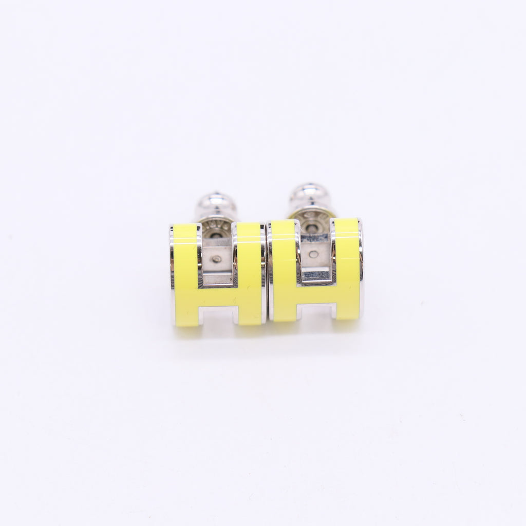 Hermès Palladium Lacquered Pop H Earrings Jaune Sature W23069
