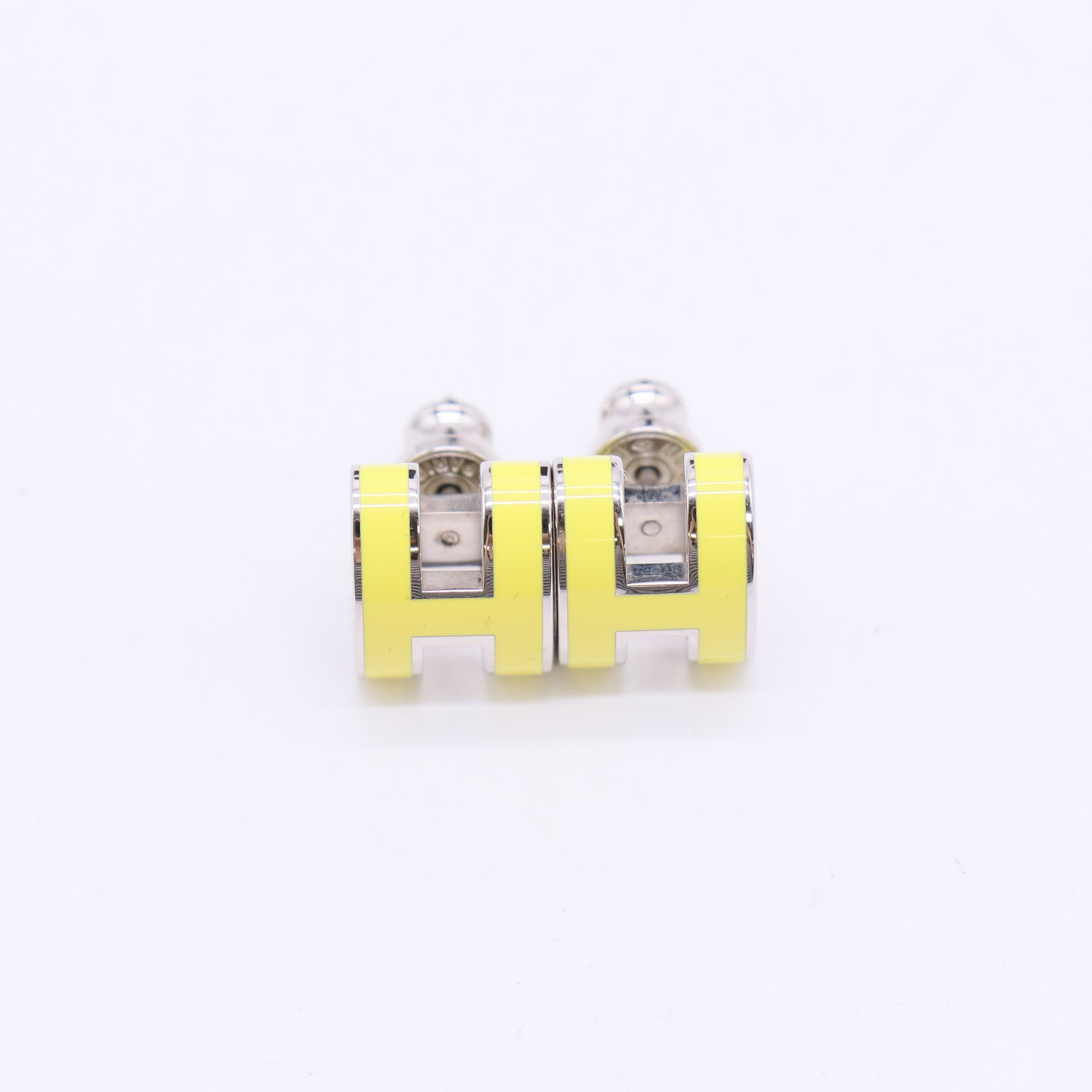 Hermès Palladium Lacquered Pop H Earrings Jaune Sature W23069
