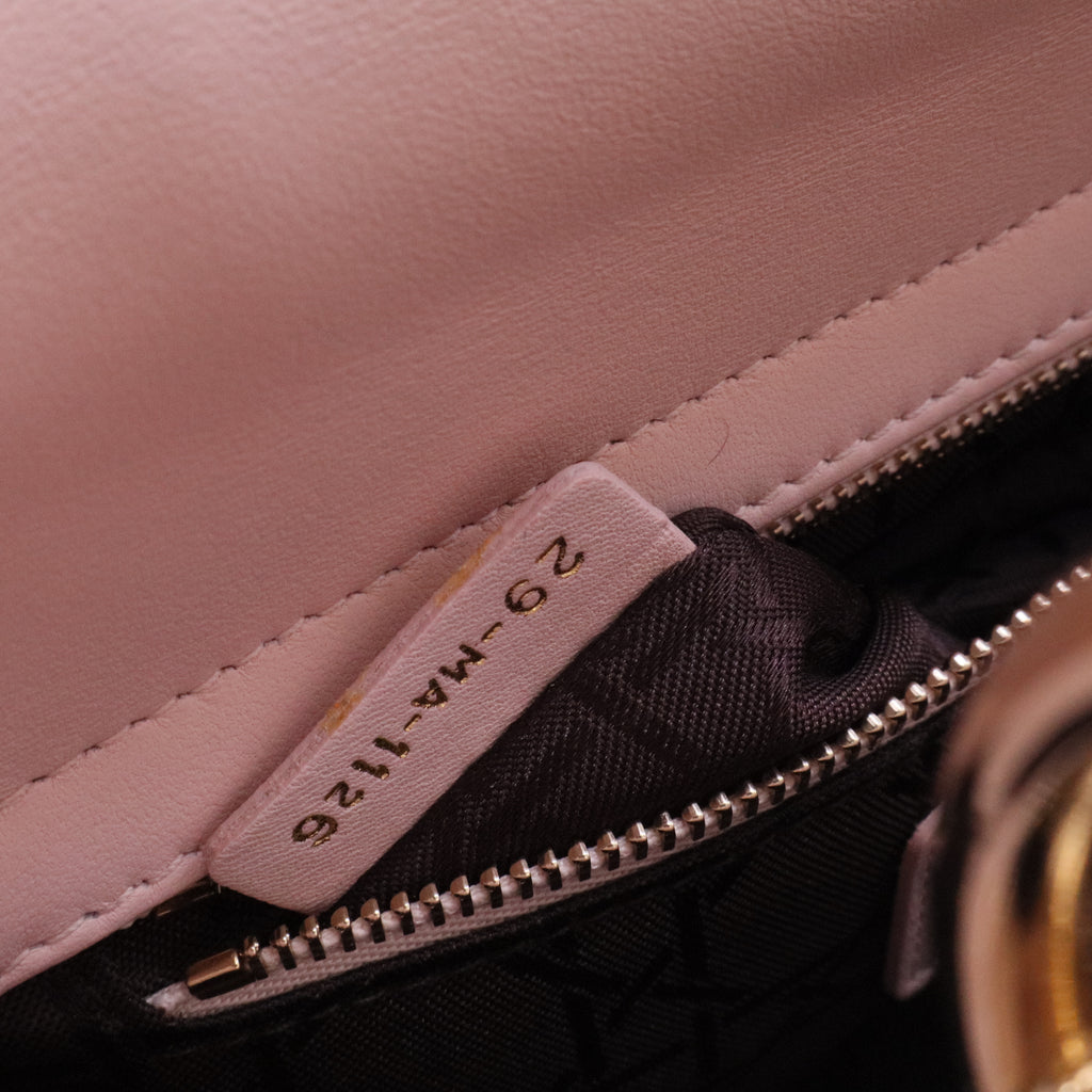 Lady Dior Light Pink Cannage Quilted Leather Mini Top Handle Bag