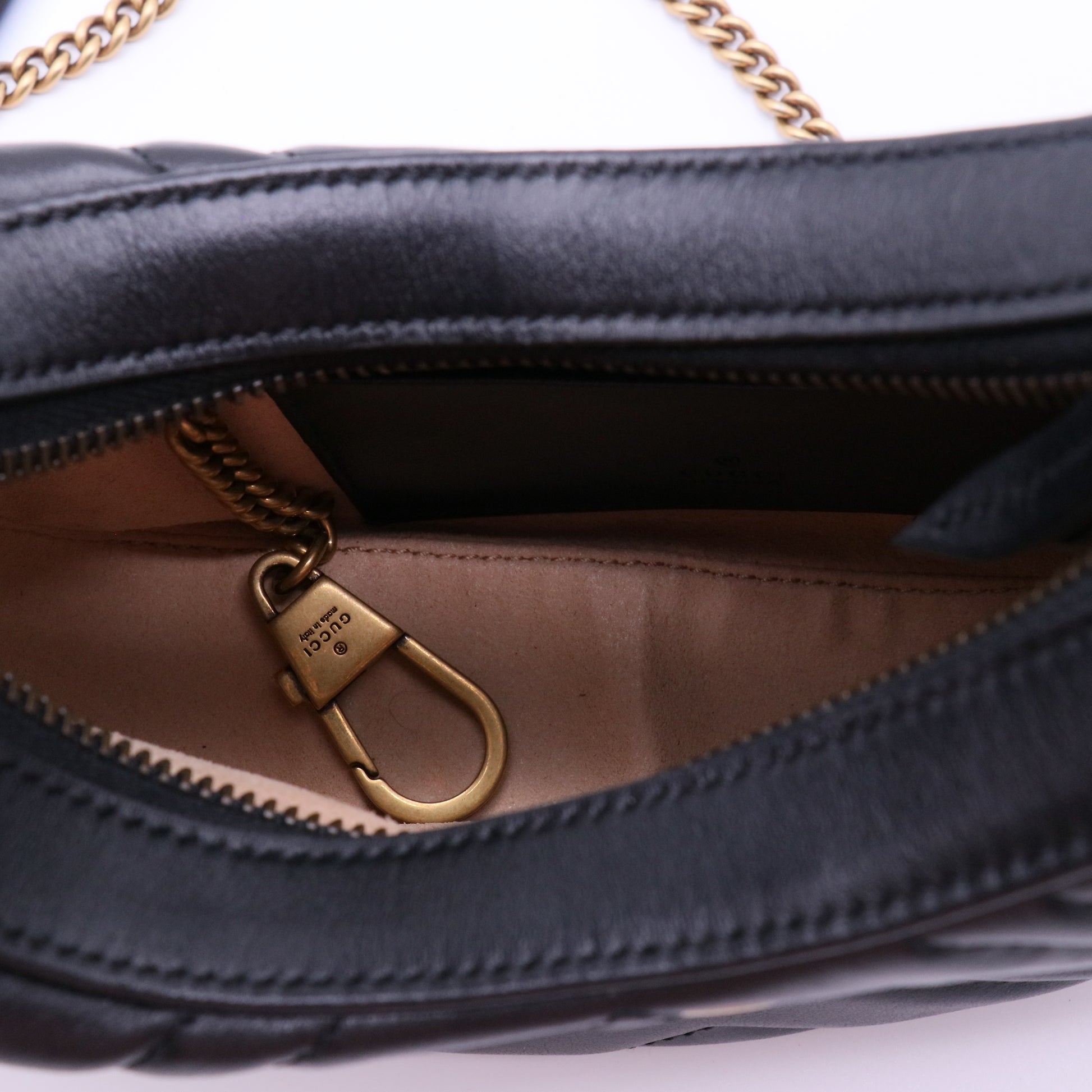 Calfskin Matelasse Chevron Mini GG Marmont Half Moon Hobo Black twins LDJ4192