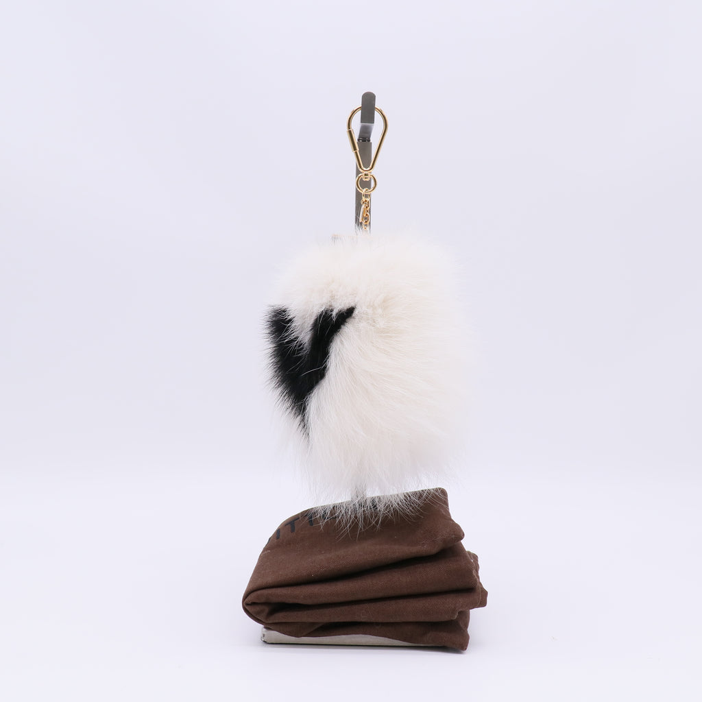 Louis Vuitton White Fuzzy V Bag Charm W23030