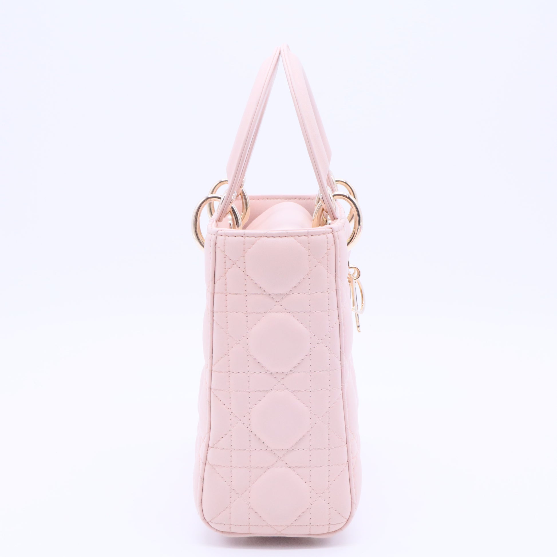 Lady Dior Light Pink Cannage Quilted Leather Mini Top Handle Bag