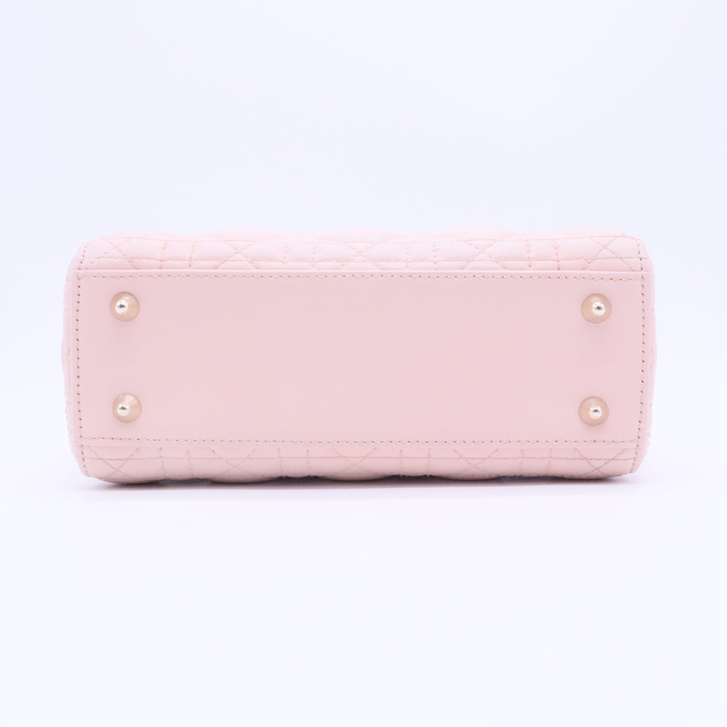 Lady Dior Light Pink Cannage Quilted Leather Mini Top Handle Bag