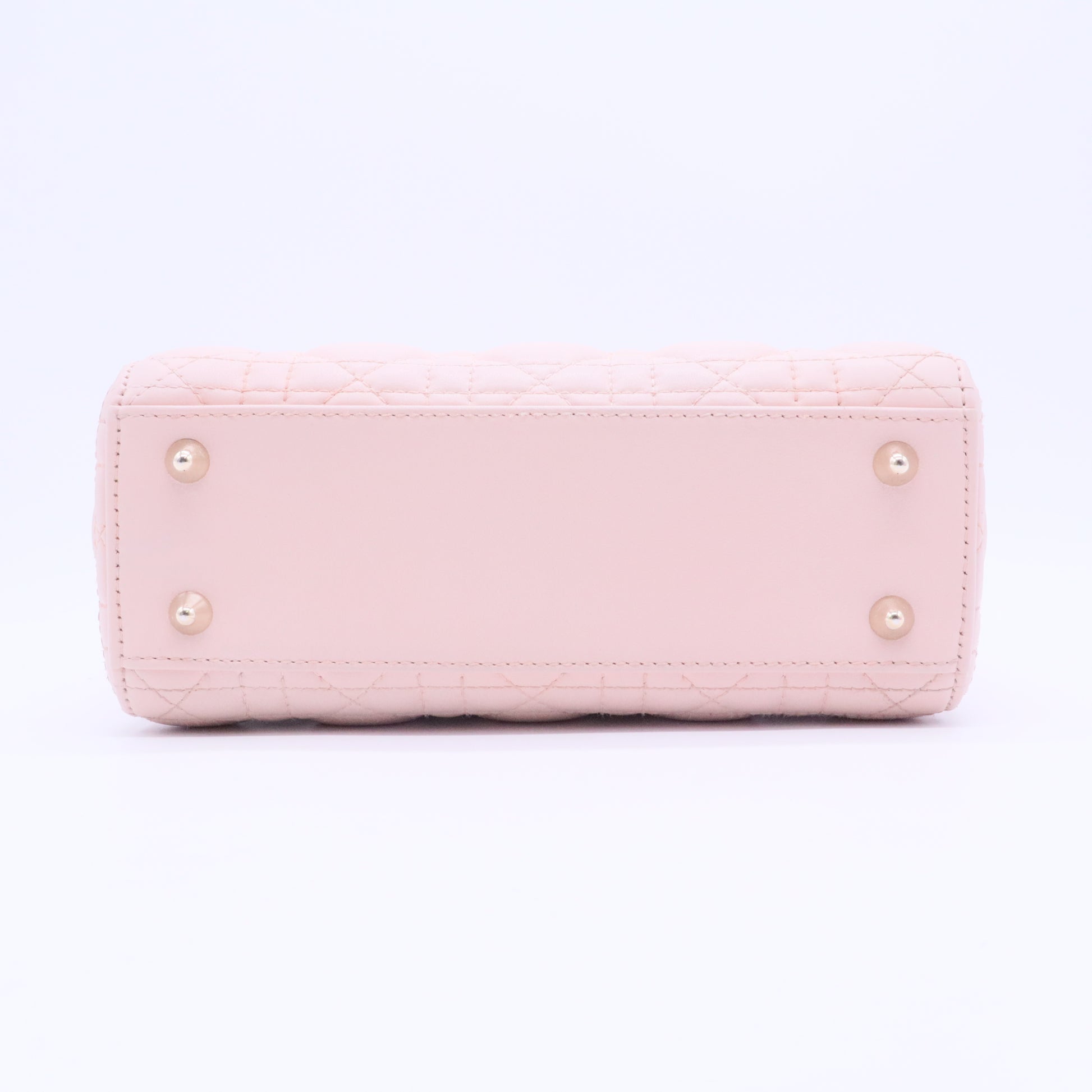 Lady Dior Light Pink Cannage Quilted Leather Mini Top Handle Bag