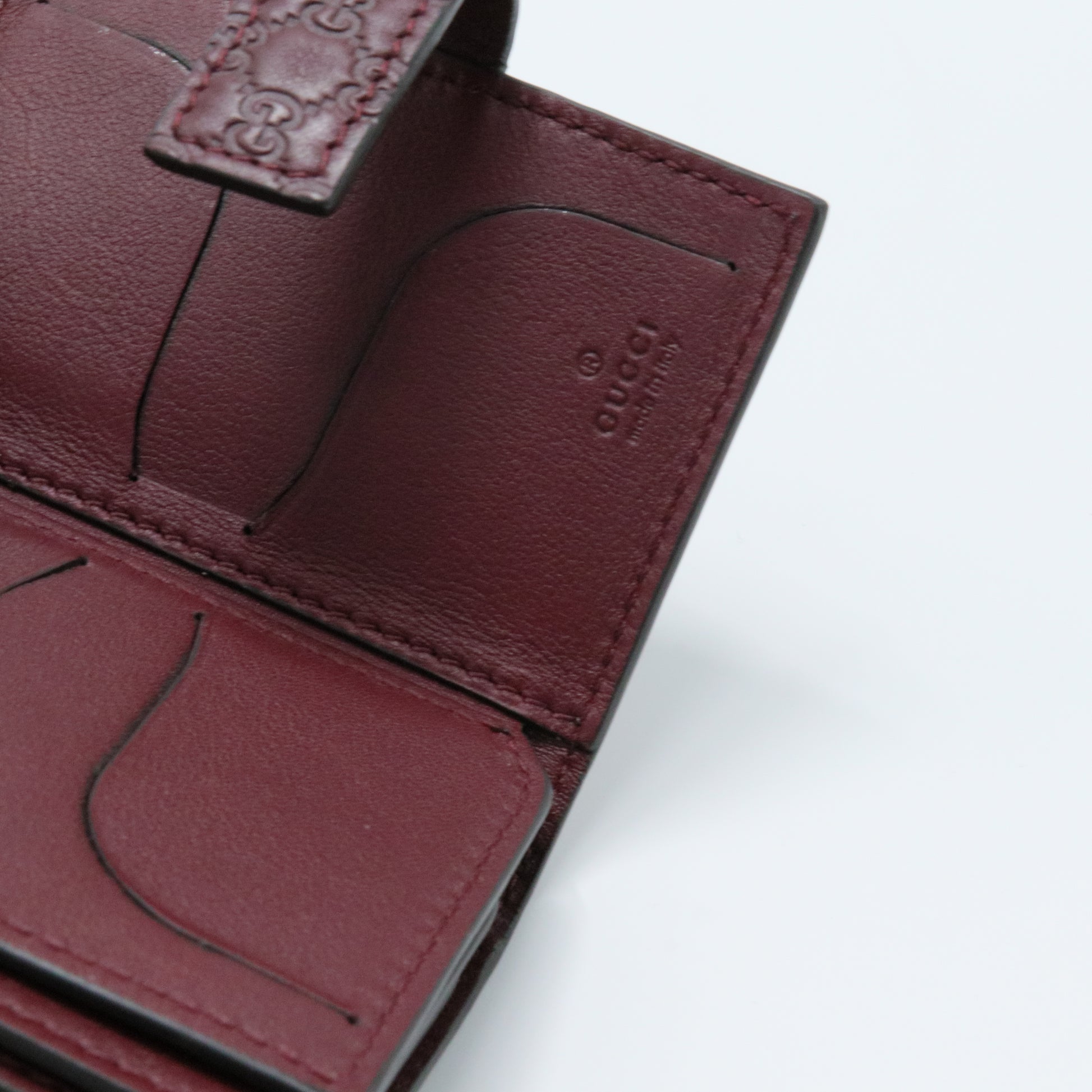 GG Signature Leather Compact Wallet