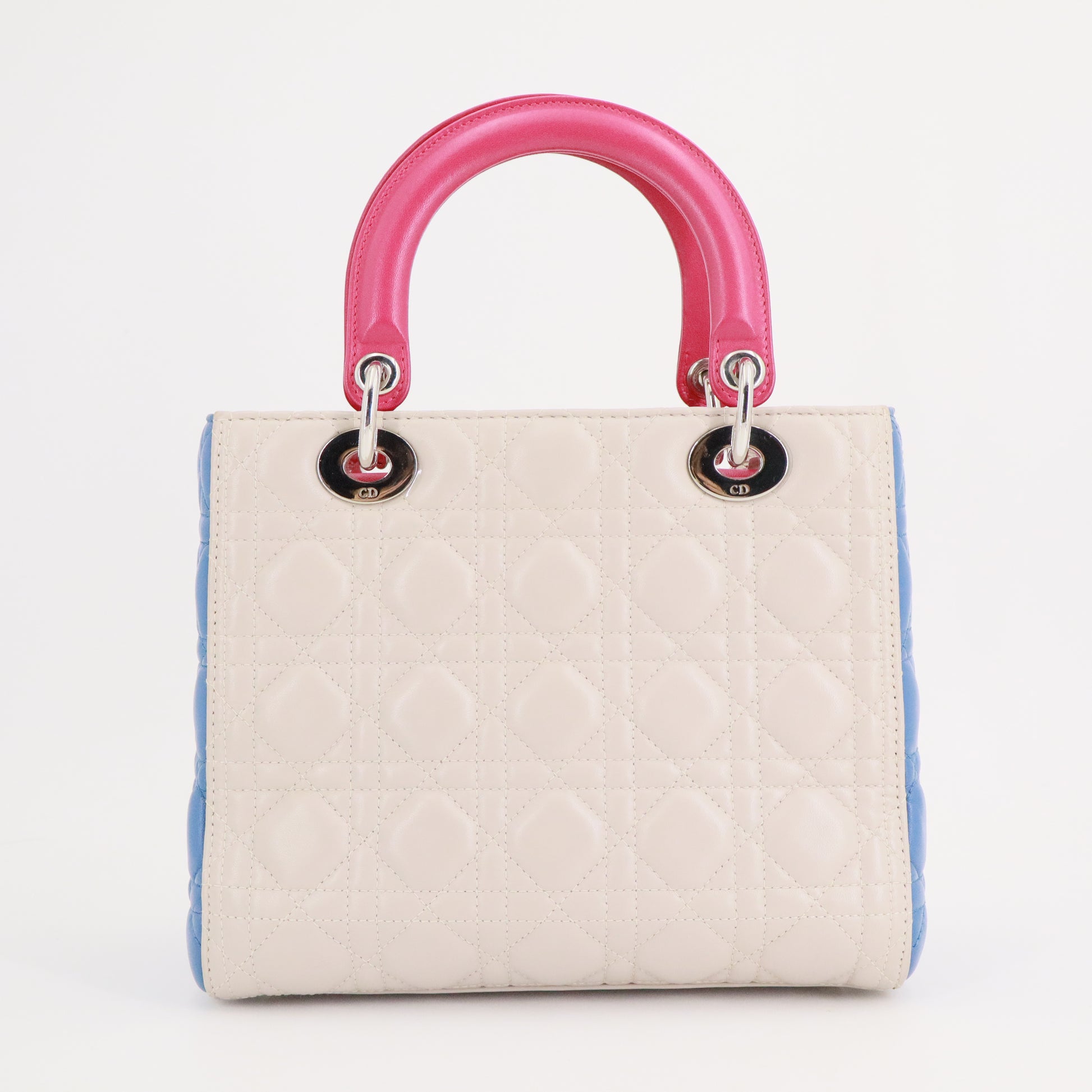 Medium Tricolor Lambskin Cannage Lady Dior Beige twins