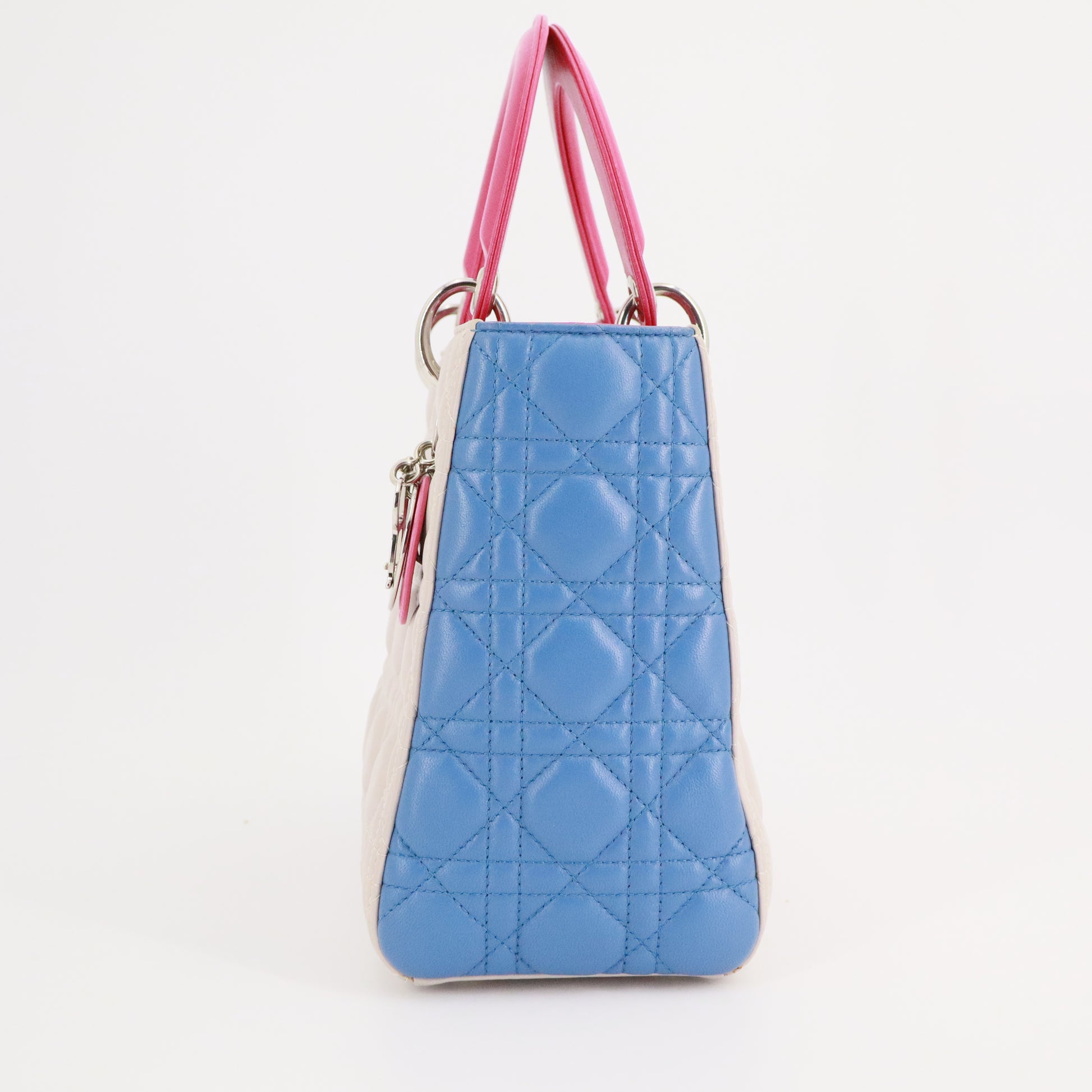 Medium Tricolor Lambskin Cannage Lady Dior Beige twins