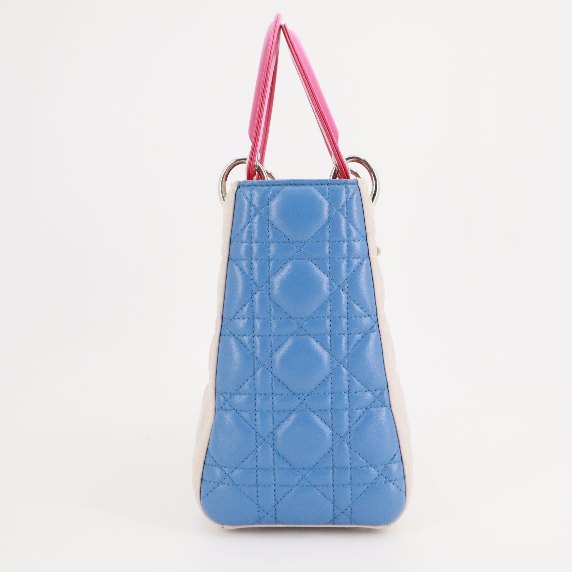 Medium Tricolor Lambskin Cannage Lady Dior Beige twins