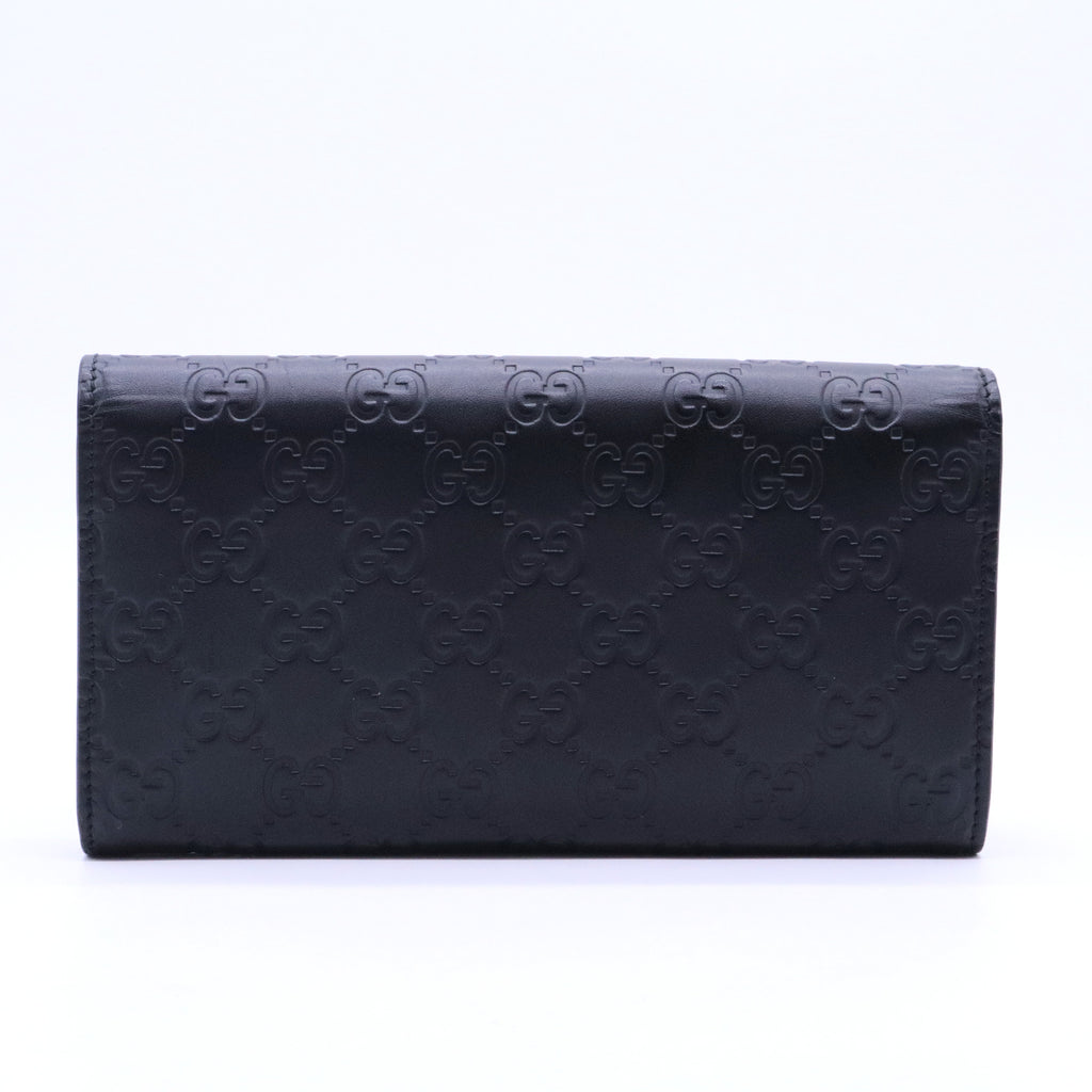 Gucci Black Guccissima Leather GG Icon Continental Wallet