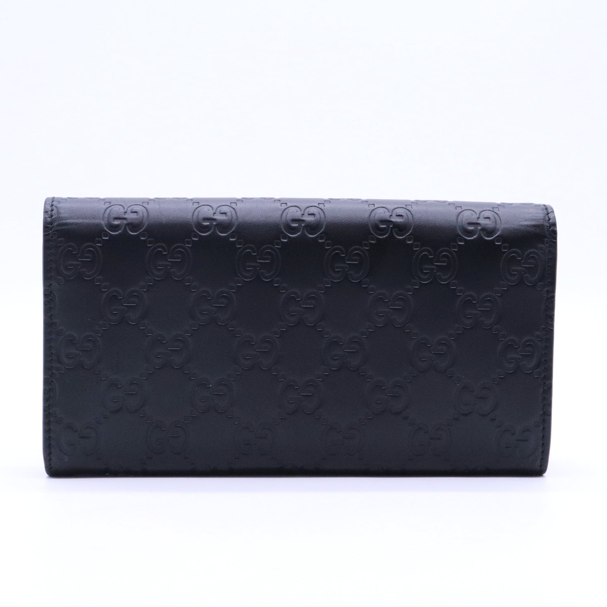 Gucci Black Guccissima Leather GG Icon Continental Wallet