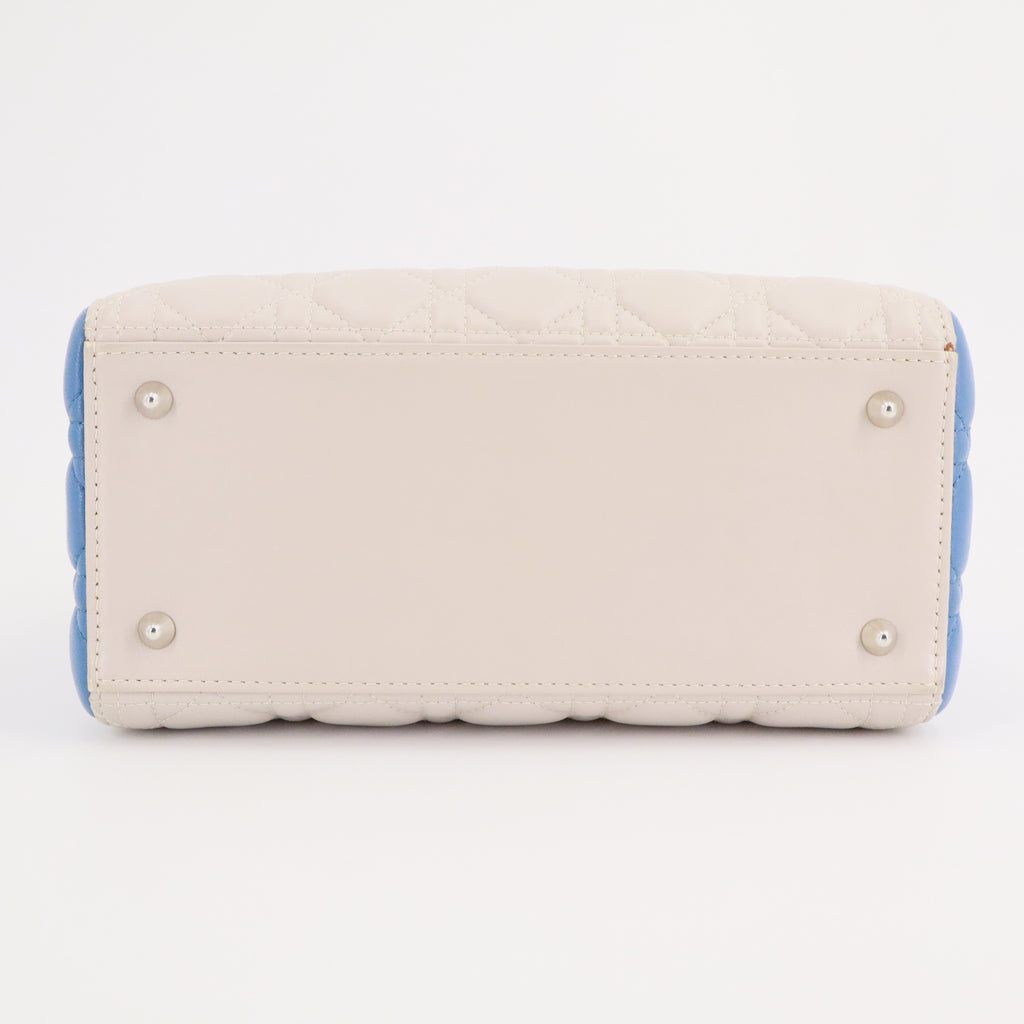 Medium Tricolor Lambskin Cannage Lady Dior Beige twins