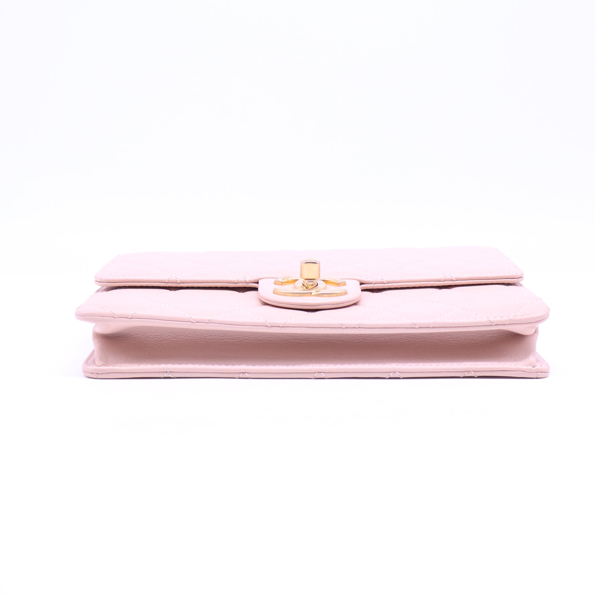 Goatskin Quilted Small Chic Pearls Flap Pink B20998