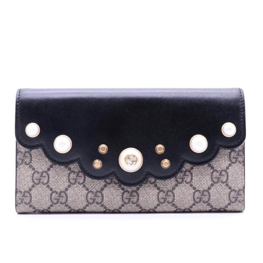 GG Supreme Monogram Mini Peony Pearly Black