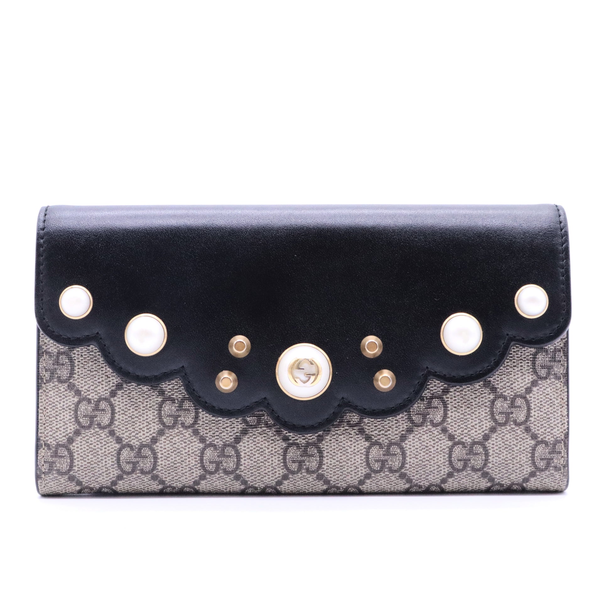 GG Supreme Monogram Mini Peony Pearly Black