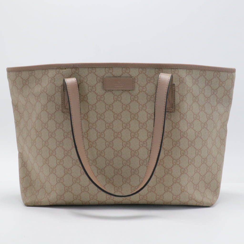 GG Supreme Monogram Medium Zippered Shopping Tote Winter Rose