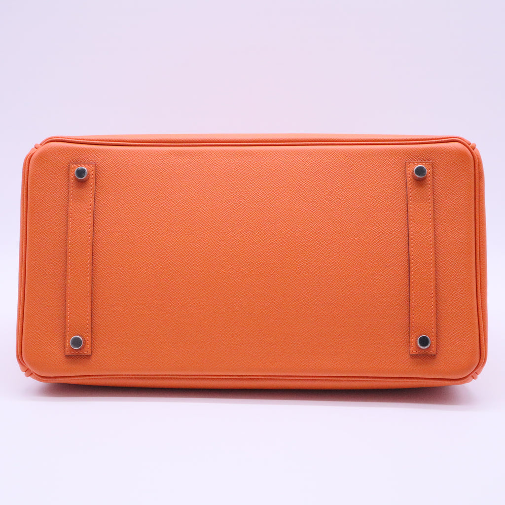 Birkin Handbag Orange H Epsom with Palladium Hardware 35