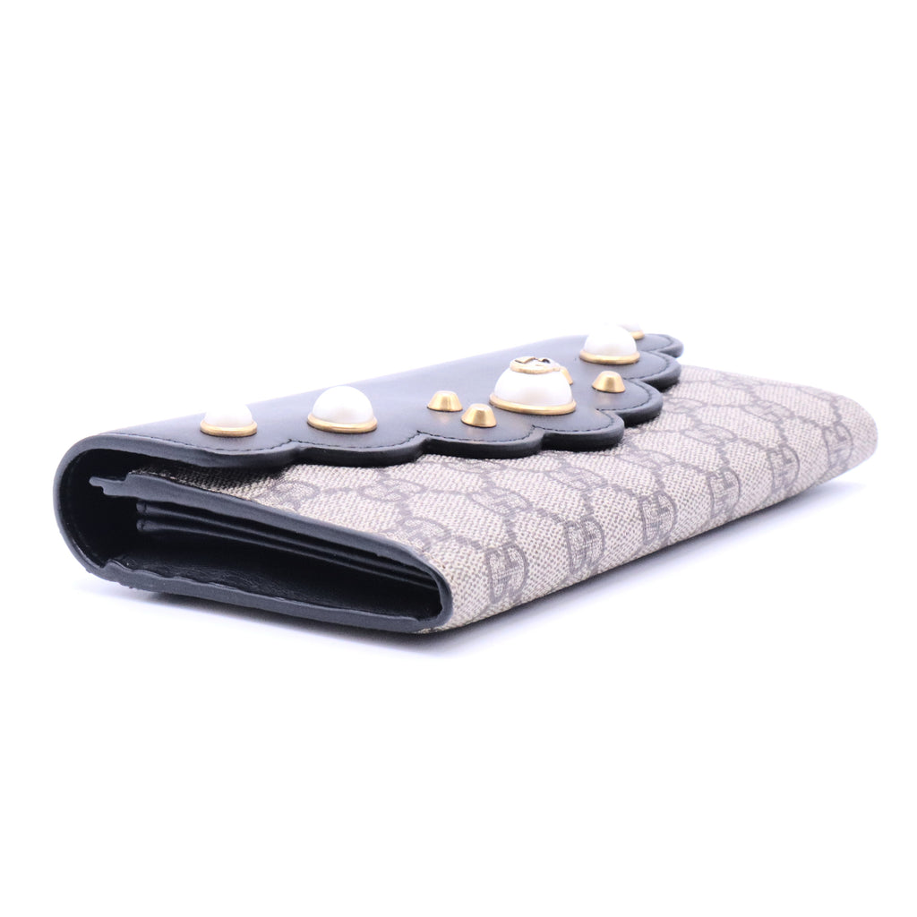 GG Supreme Monogram Mini Peony Pearly Black
