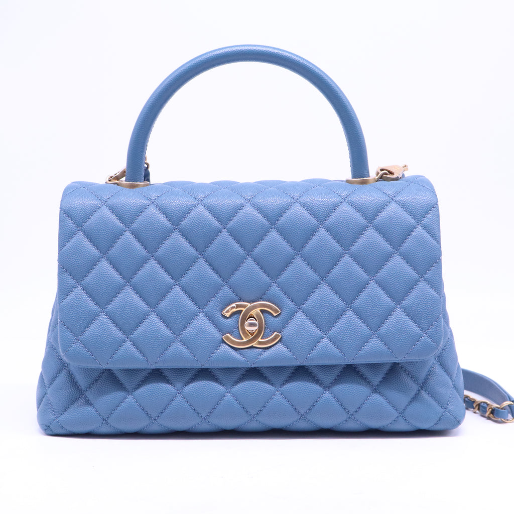 Coco Top Handle Bag Quilted Caviar Small B21129
